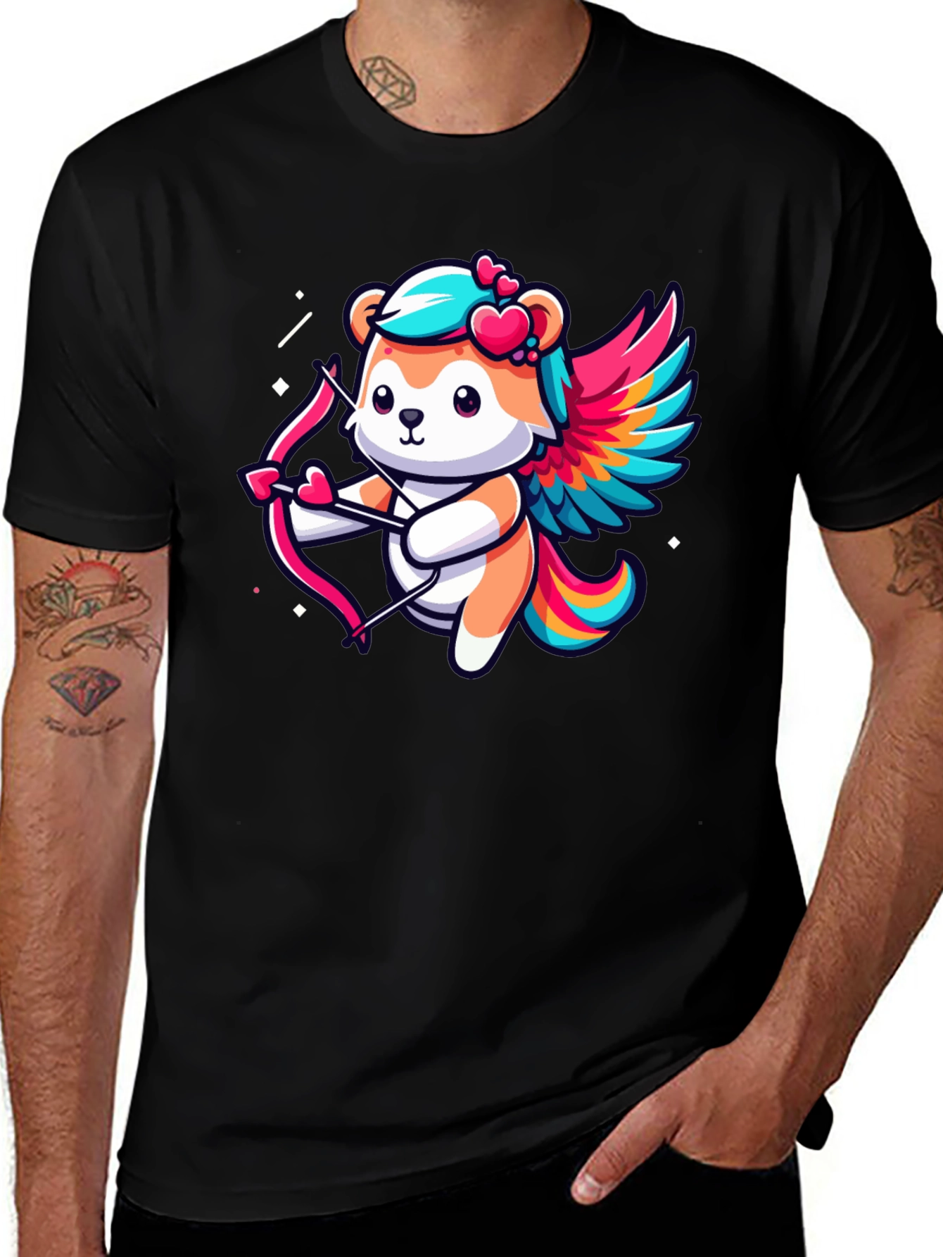 Variant 7 of Cupid Bear Graphic Tee - Black