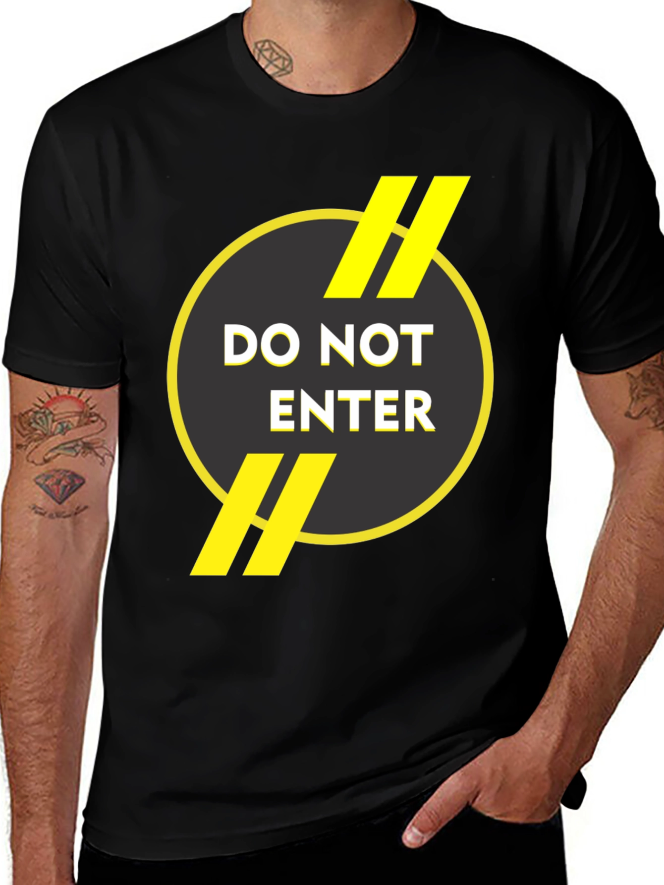 Variant 6 of Do Not Enter Graphic Print Black T-Shirt