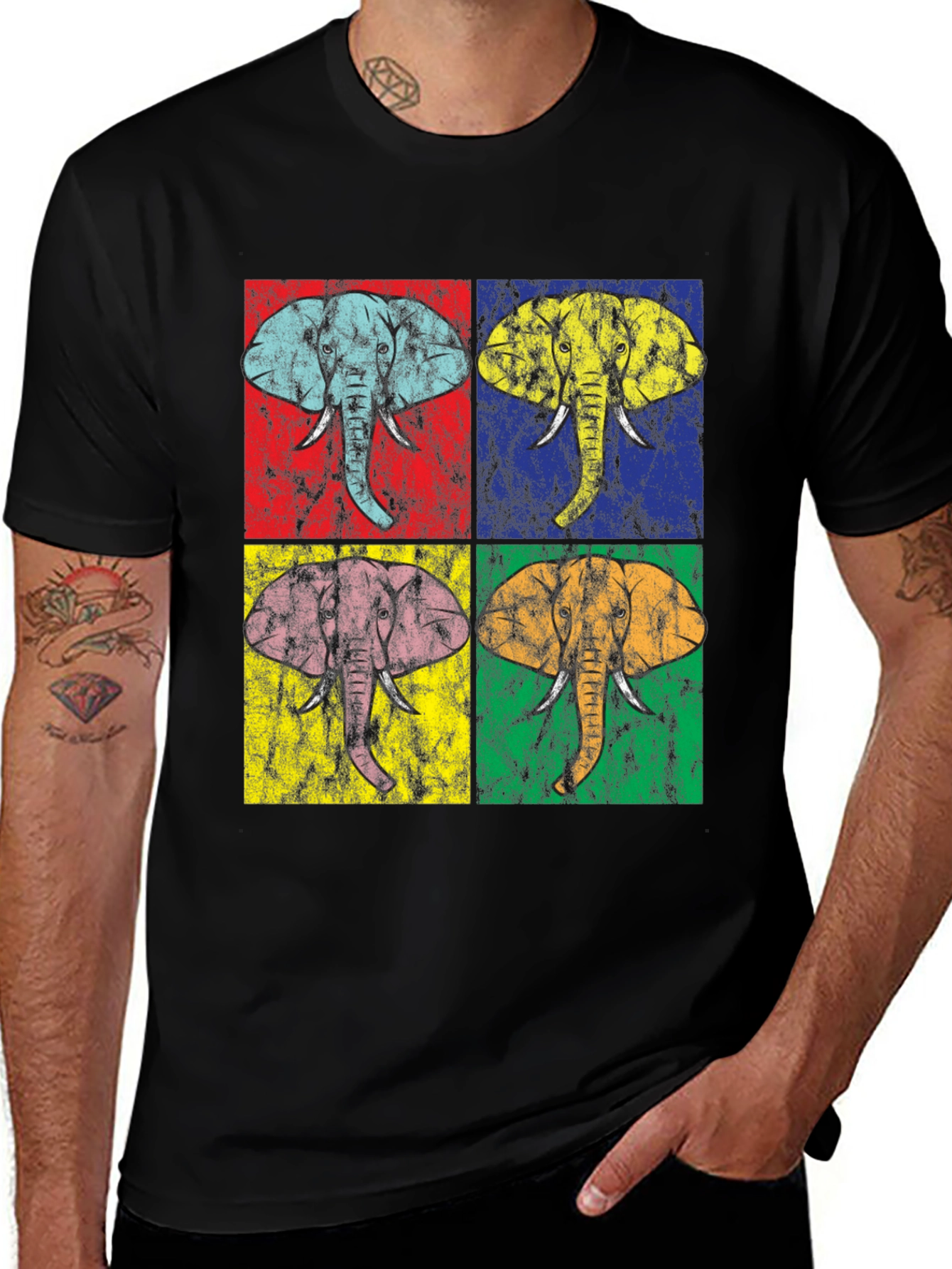 Variant 8 of Pop Art Elephant Graphic Tee - Unique Design