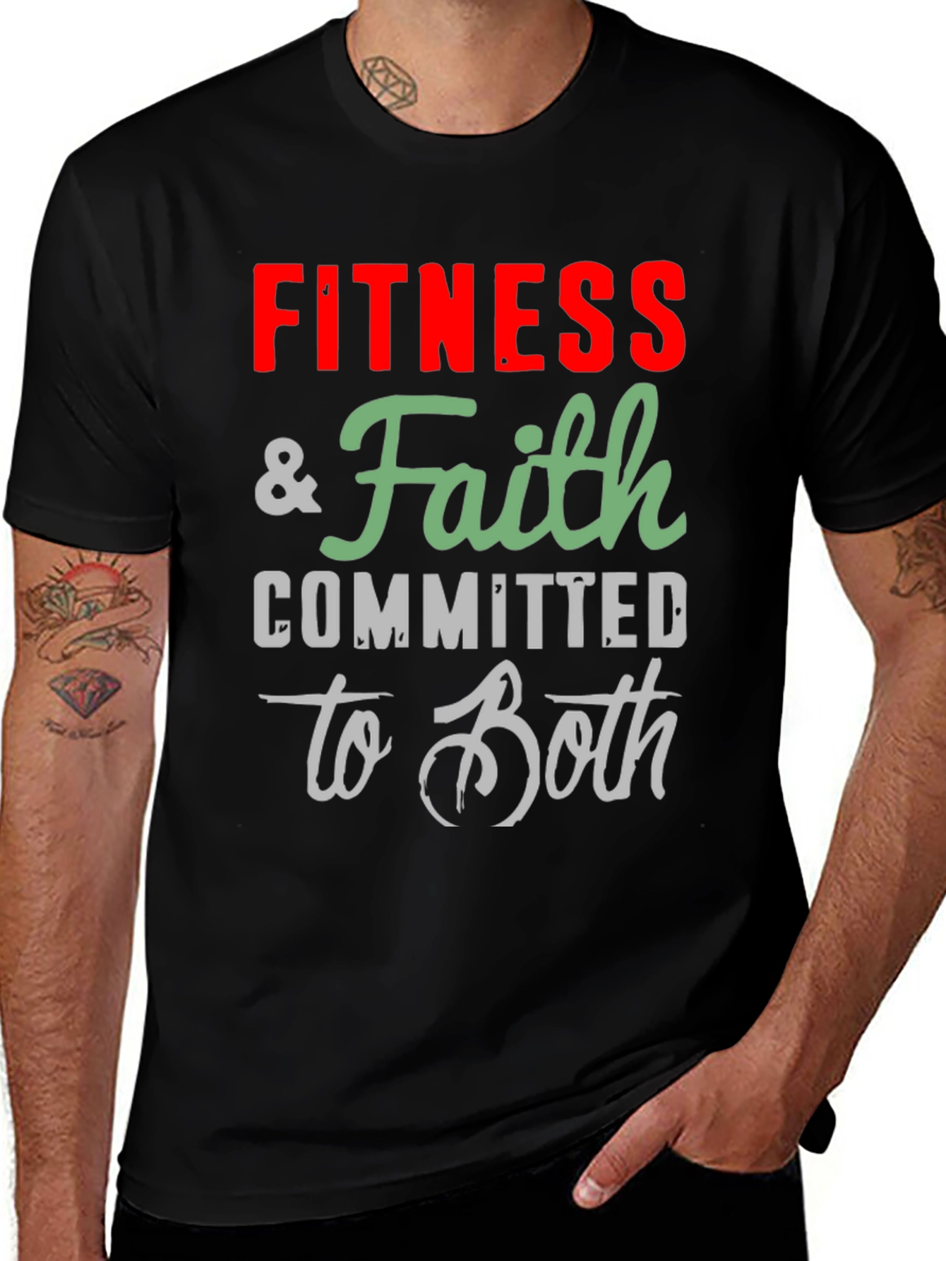 Variant 5 of Fitness & Faith Graphic T-Shirt - Committed to Both