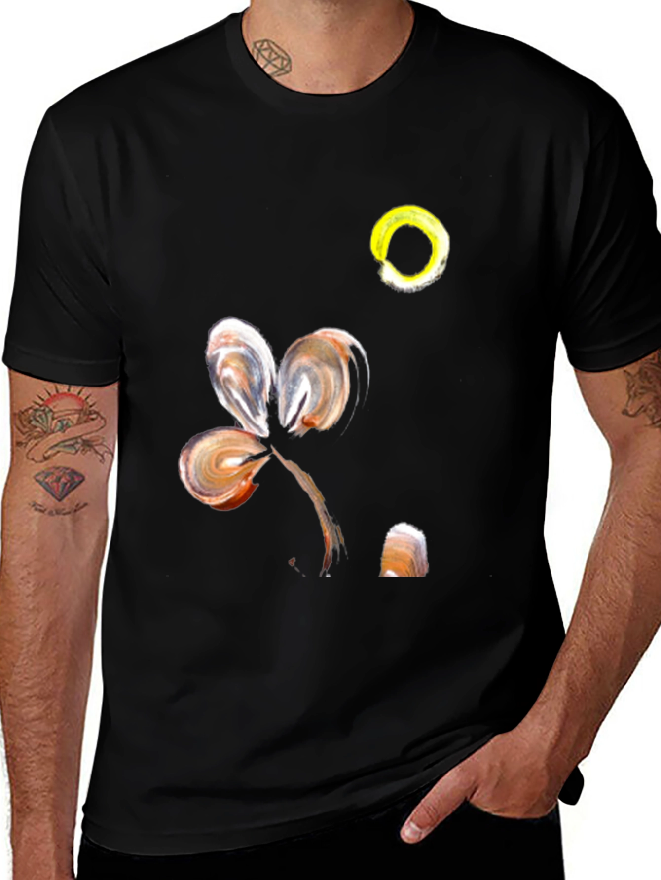 Variant 10 of Abstract Floral Design Black T-Shirt