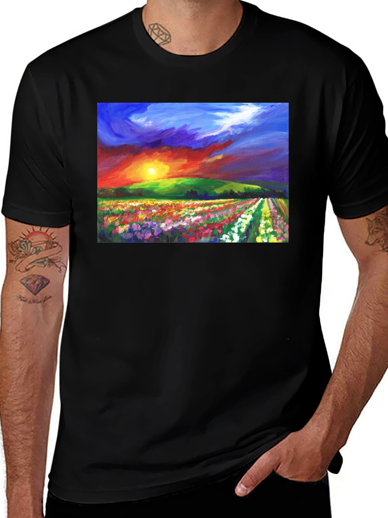 Variant 15 of Sunset Floral Field Graphic Tee