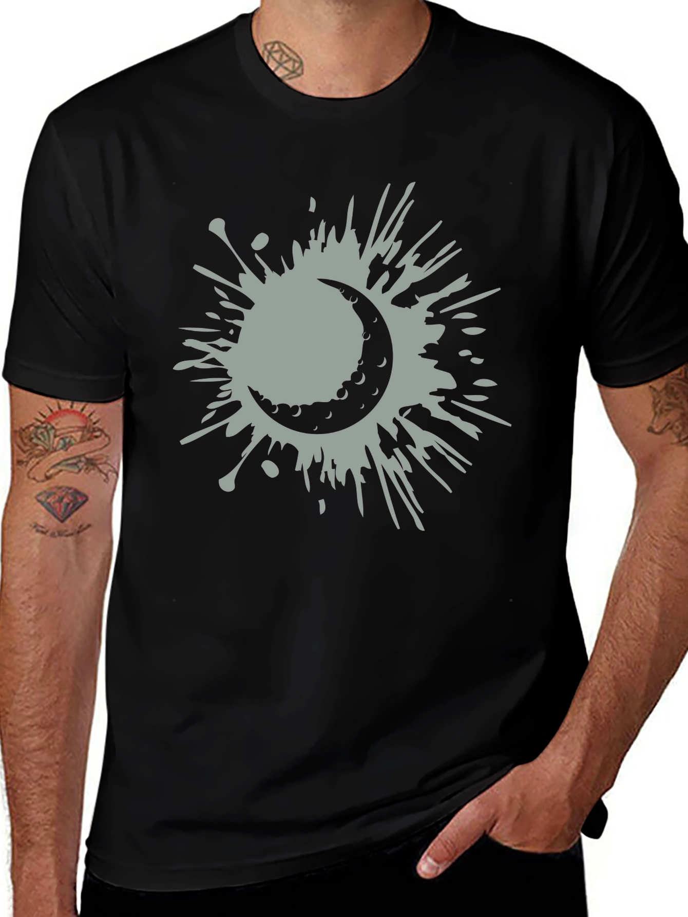 Variant 16 of Crescent Moon Splatter Tee - Stylish Graphic T-Shirt