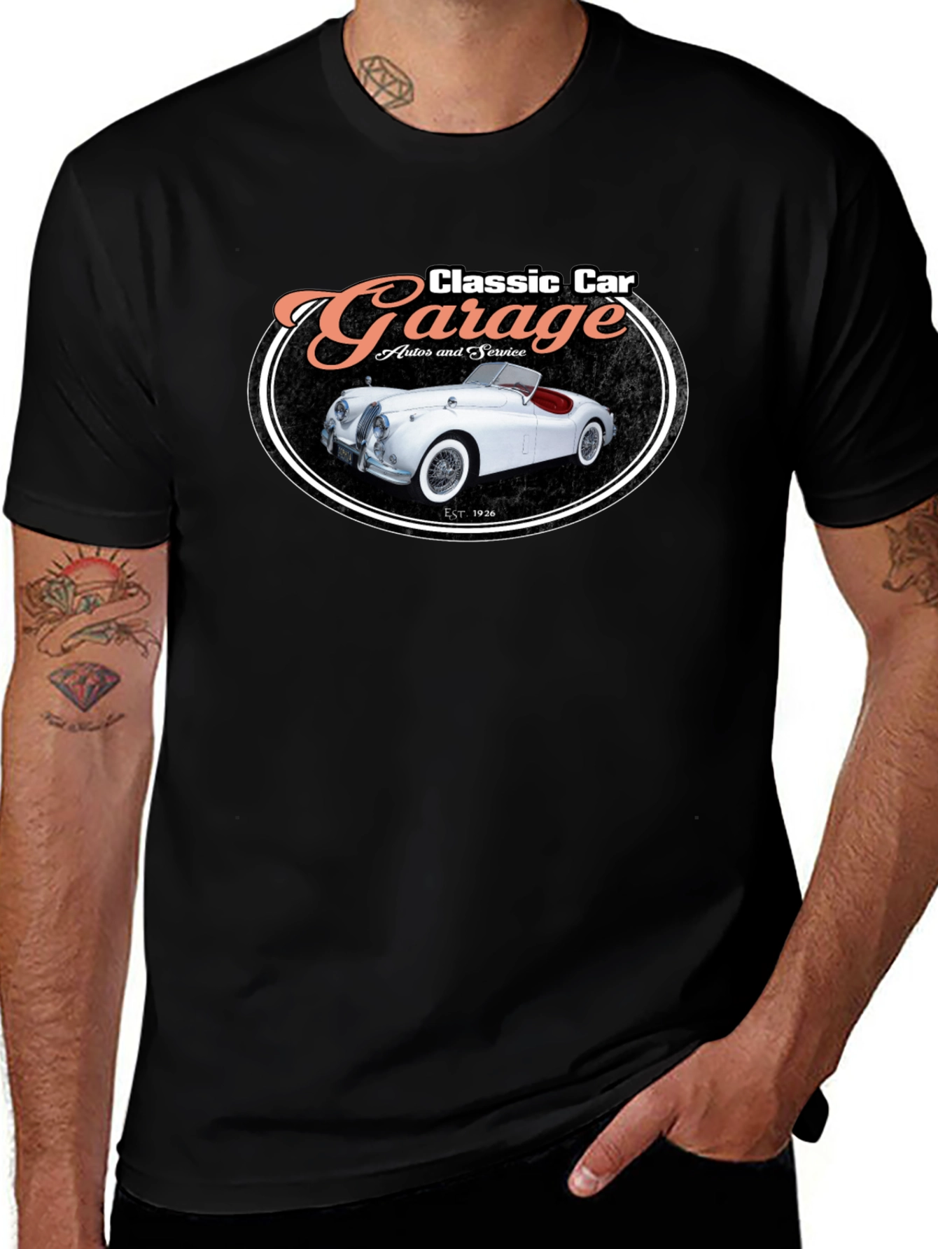 Variant 7 of Classic Car Garage Graphic Tee - Retro Auto Service Shirt