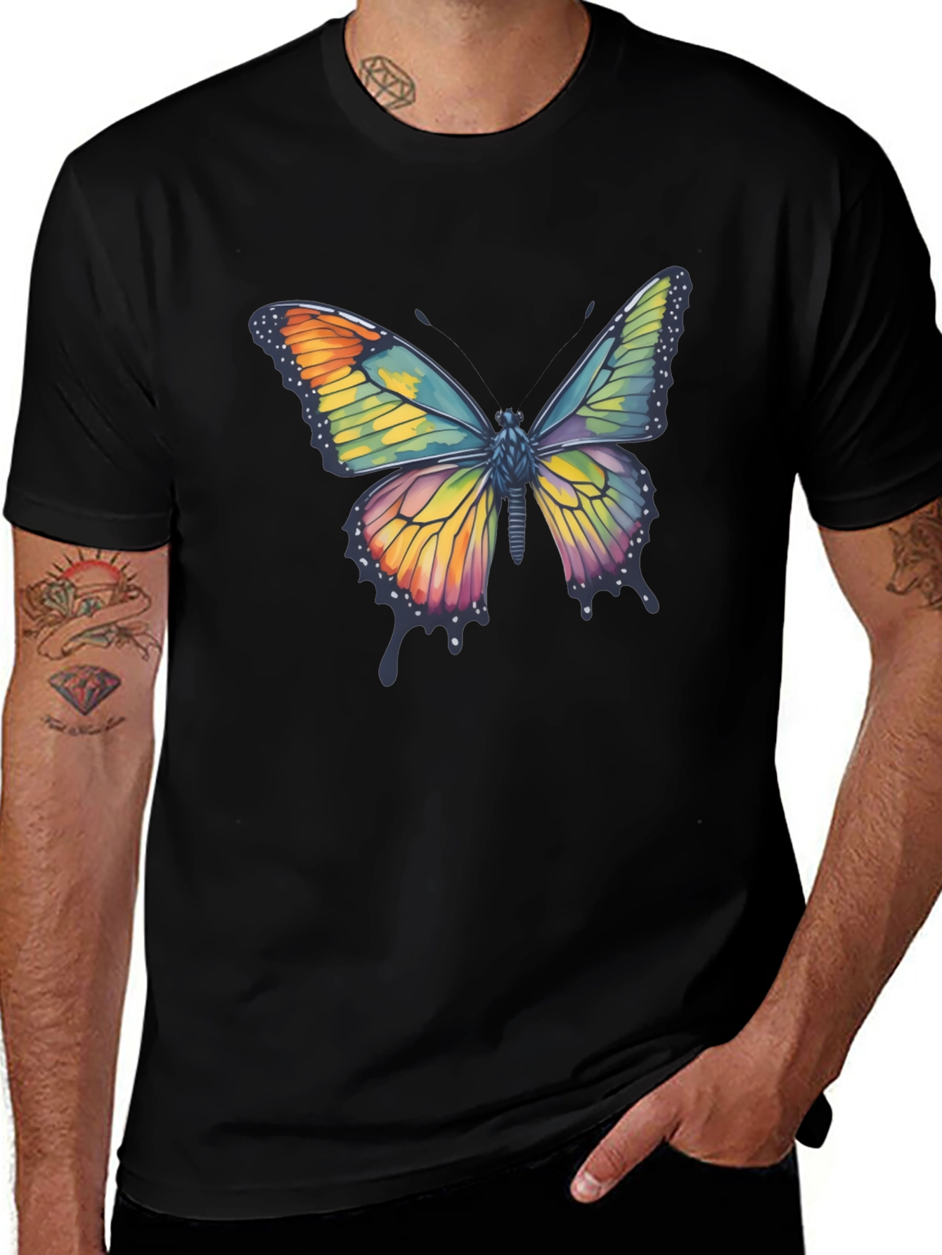 Variant 2 of Butterfly Graphic Print Black T-Shirt