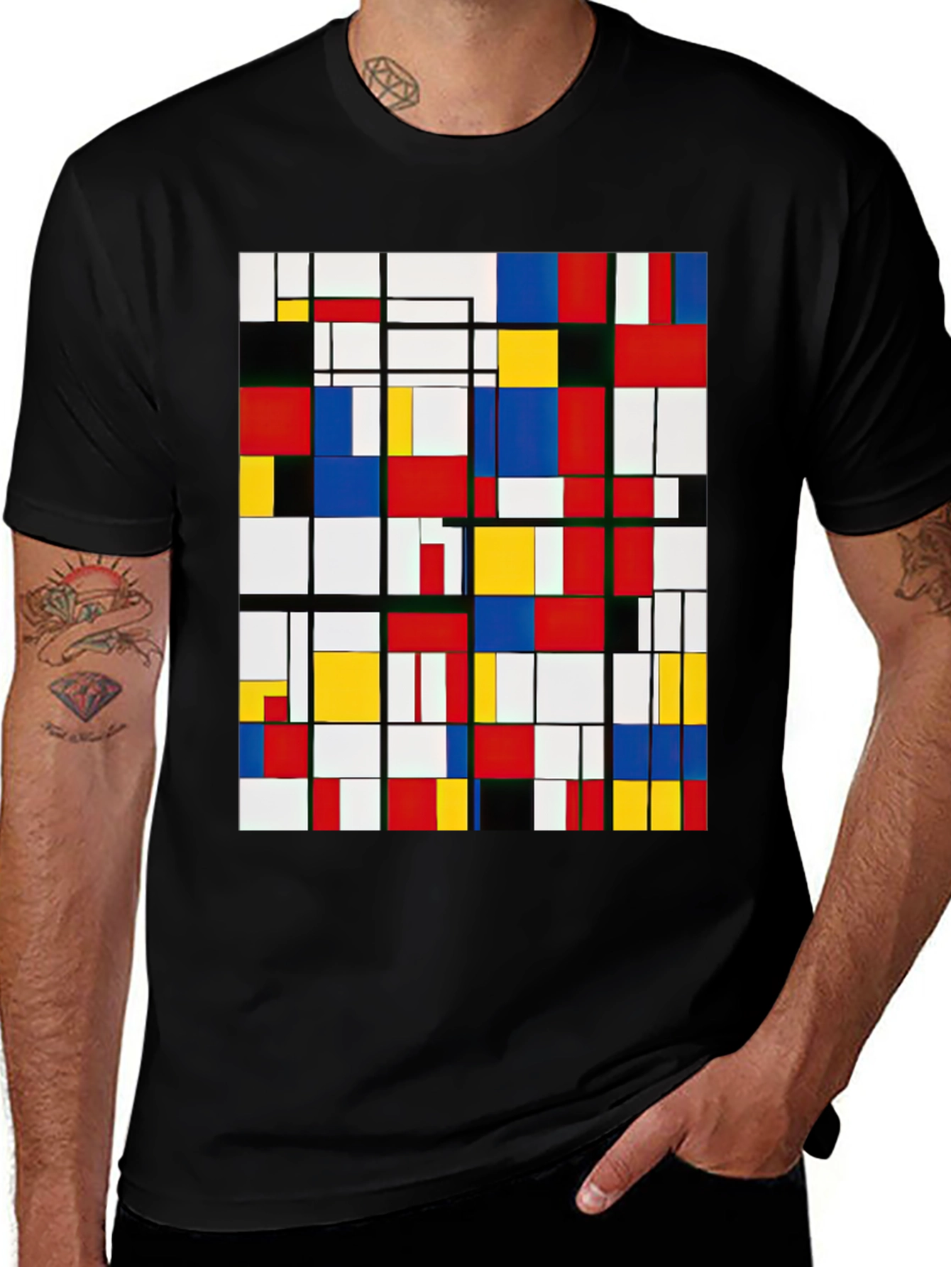 Variant 25 of Geometric Art Graphic Tee - Modern Mondrian Inspired