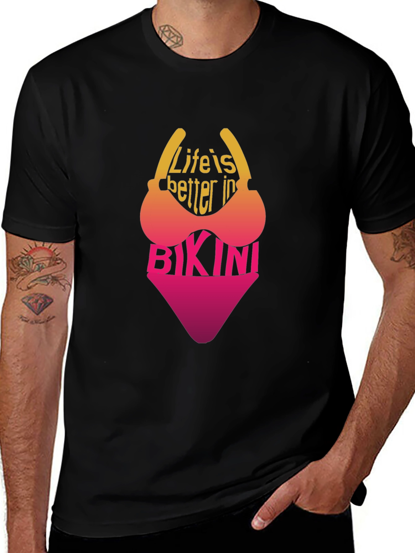 Variant 23 of Life is Better in Bikini Black T-Shirt