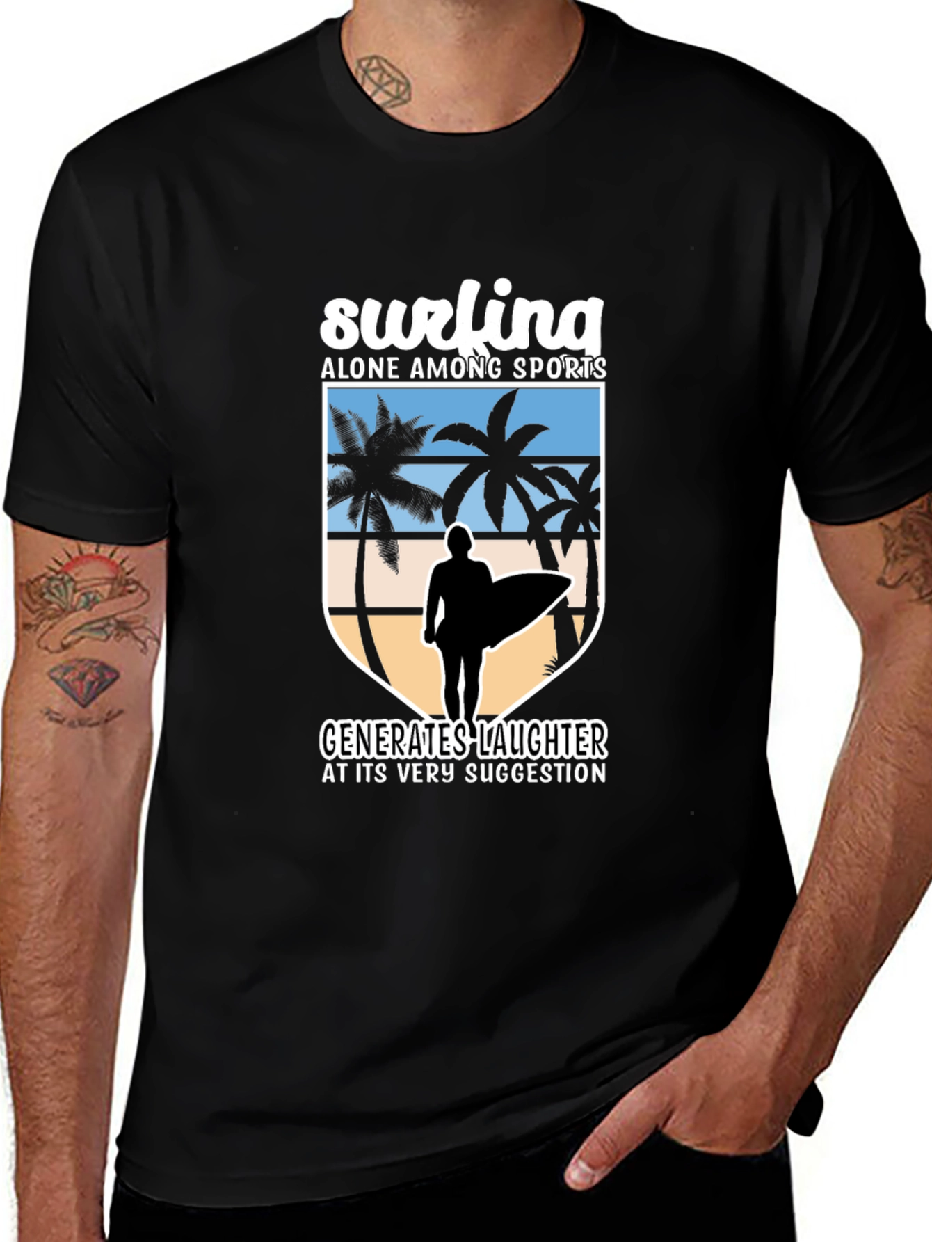 Variant 23 of Surfing Humor Graphic Tee - Beach Lover's T-Shirt