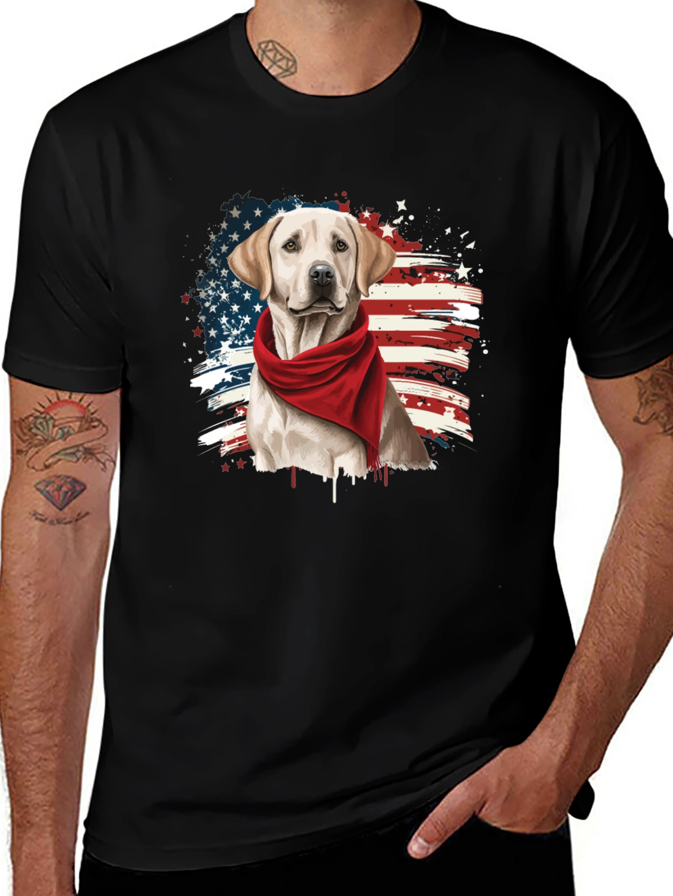 Patriotic Dog T-Shirt - USA Flag Design