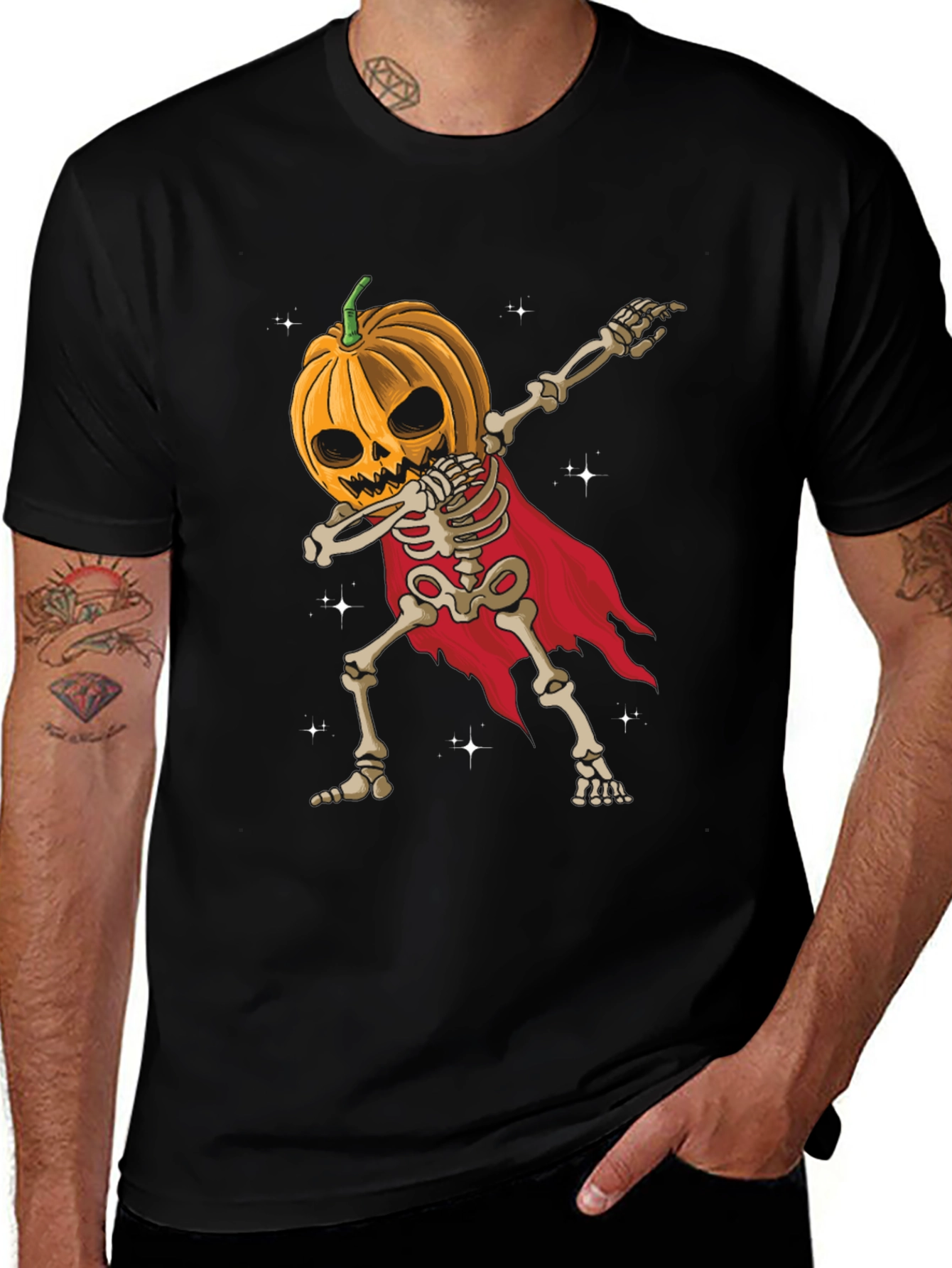 Variant 18 of Halloween Pumpkin Skeleton Dab T-Shirt