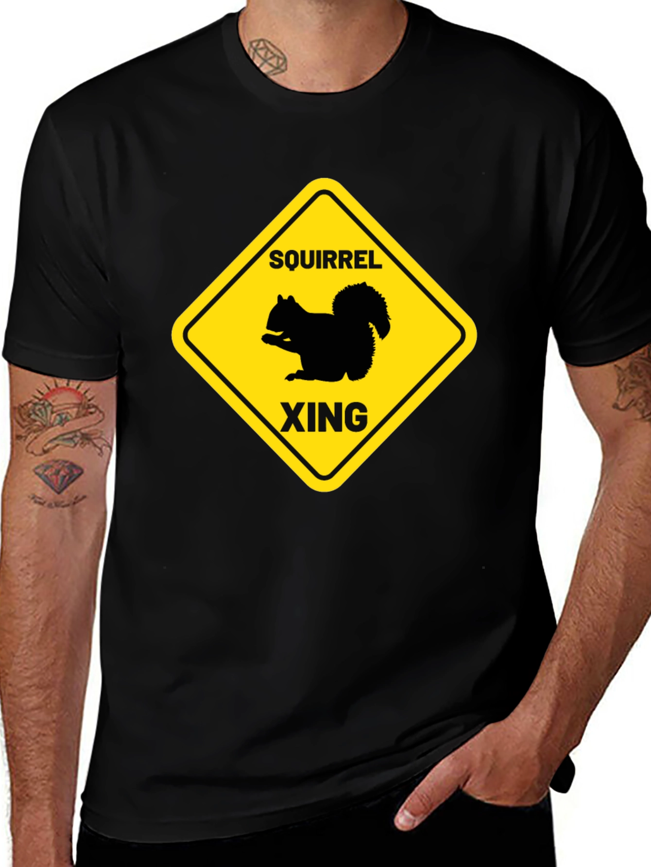 Variant 8 of Squirrel Xing Novelty Graphic T-Shirt