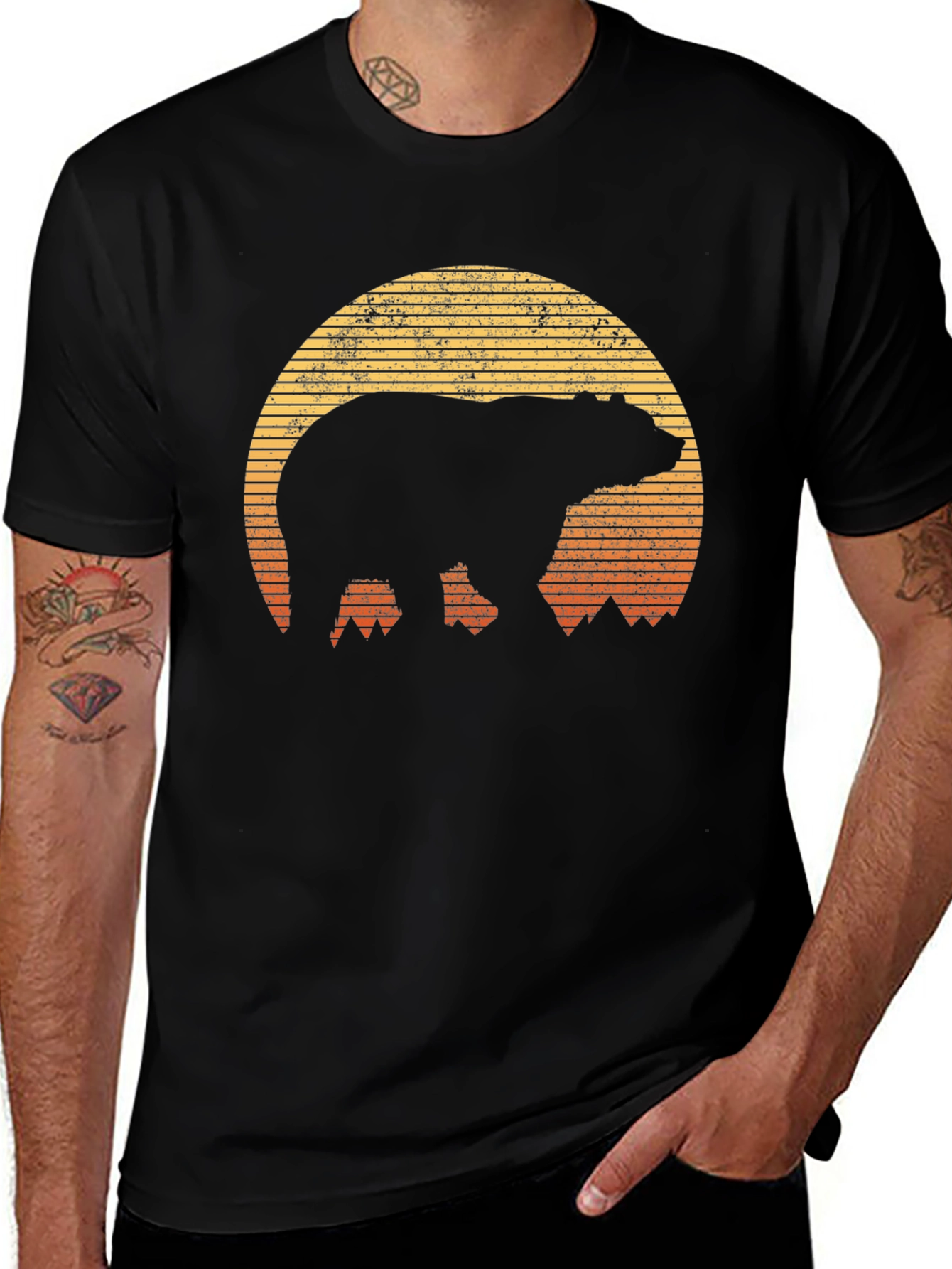 Variant 24 of Bear Sunset Graphic T-Shirt - Outdoor Adventure Style