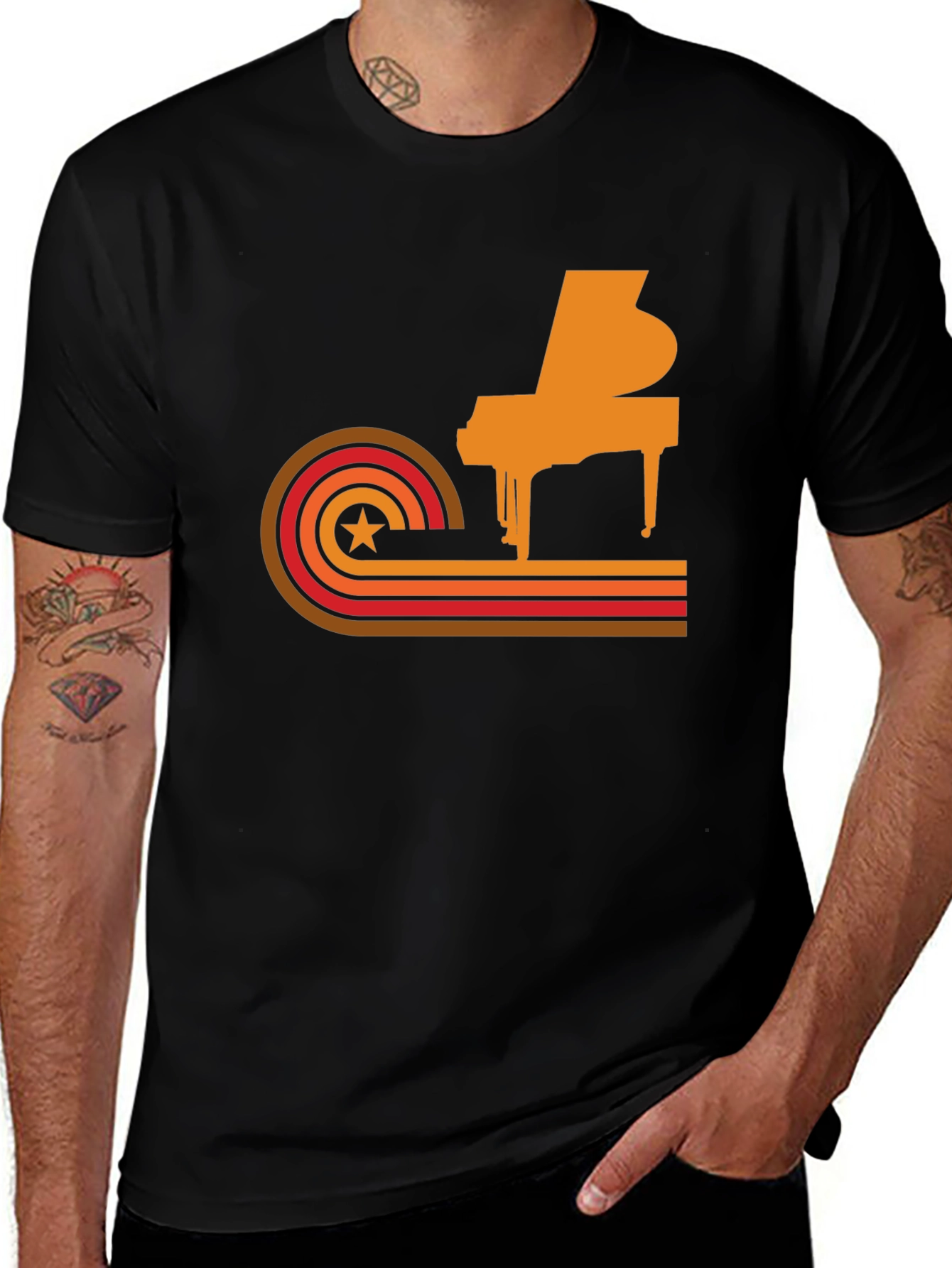 Variant 30 of Retro Piano Graphic Tee - Cool Music Lover T-Shirt
