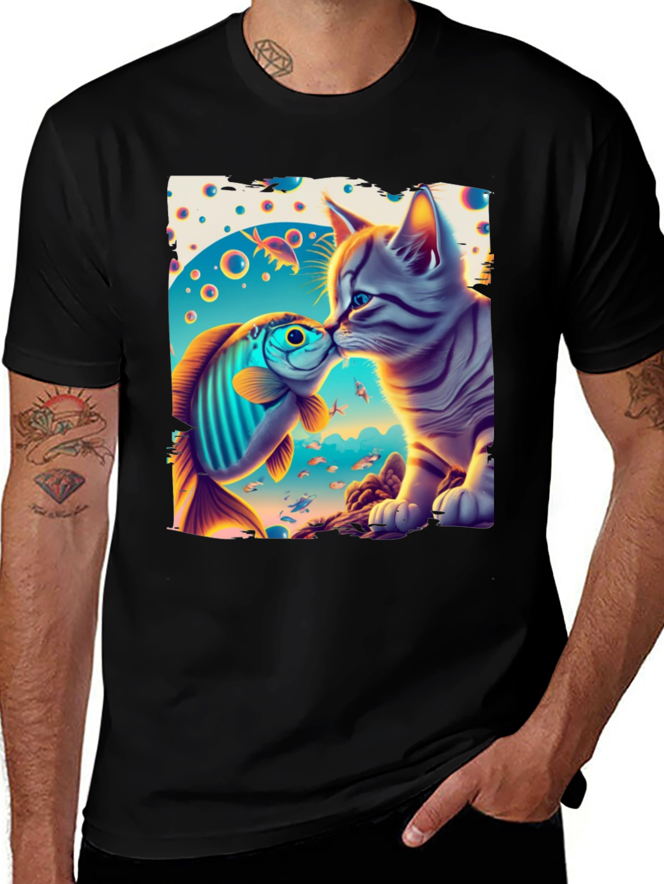 Variant 14 of Cat and Fish Graphic Tee