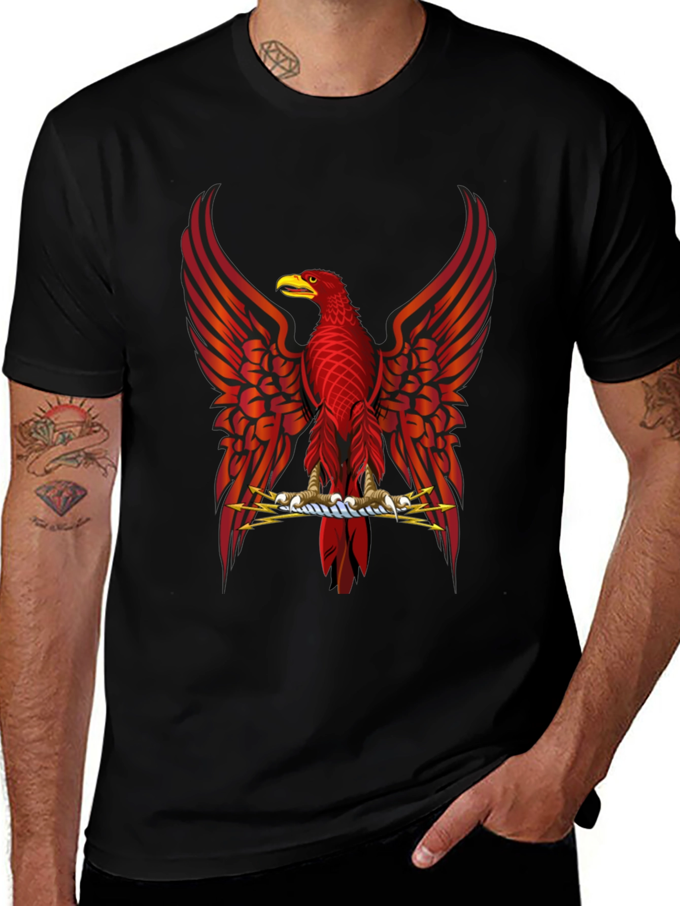 Variant 21 of Bold Eagle Graphic Tee - Men's Black T-Shirt