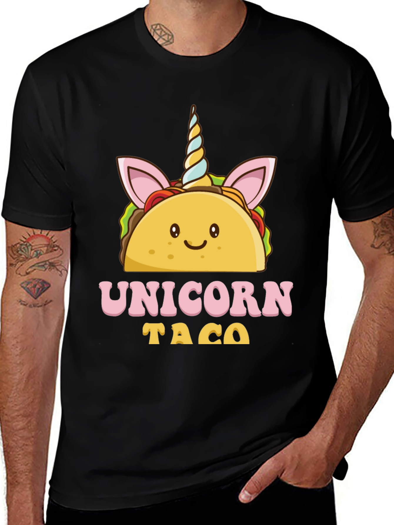 Unicorn Taco Graphic Tee - Black Cotton Blend