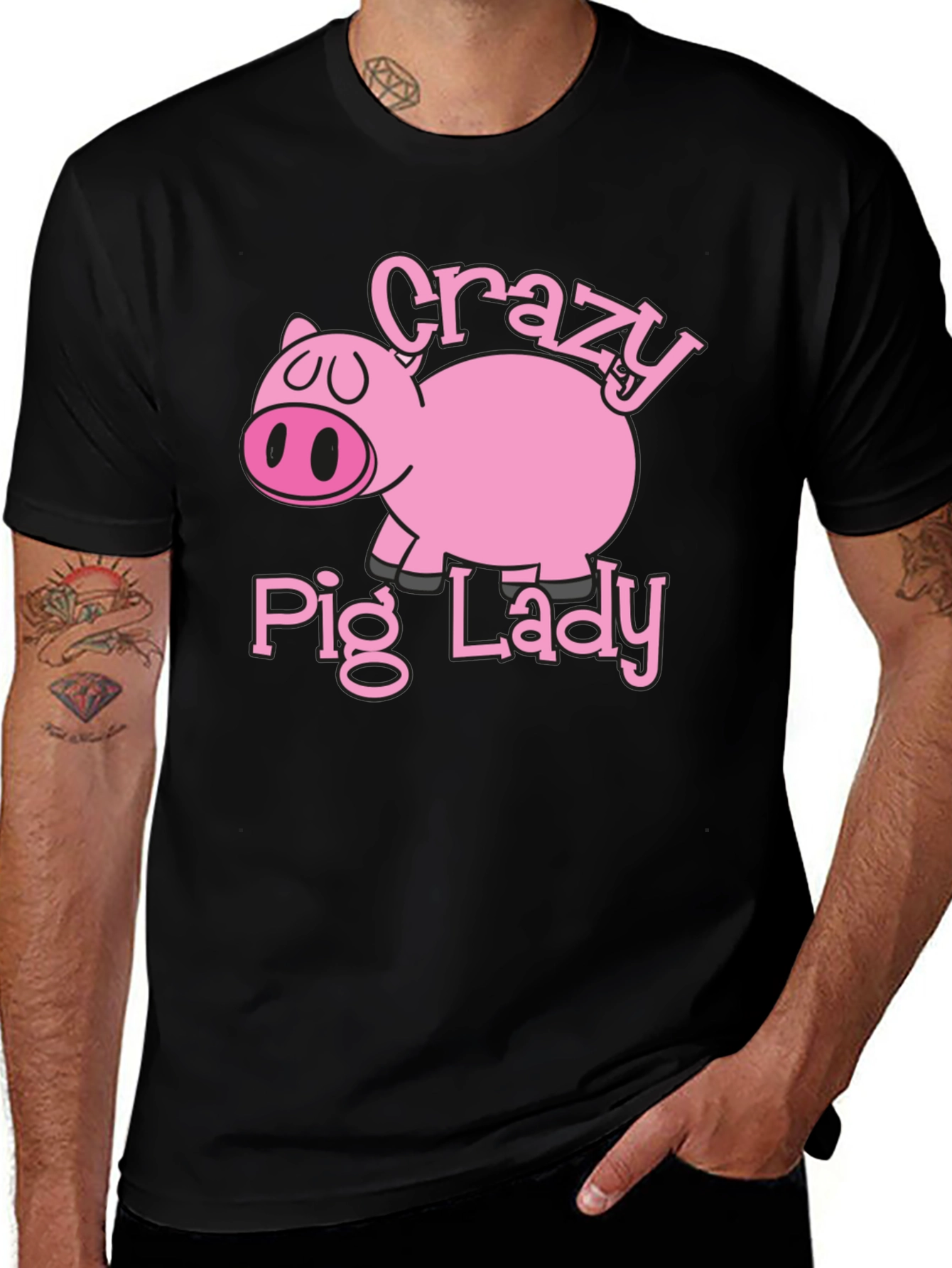 Variant 28 of Crazy Pig Lady T-Shirt - Novelty Graphic Tee