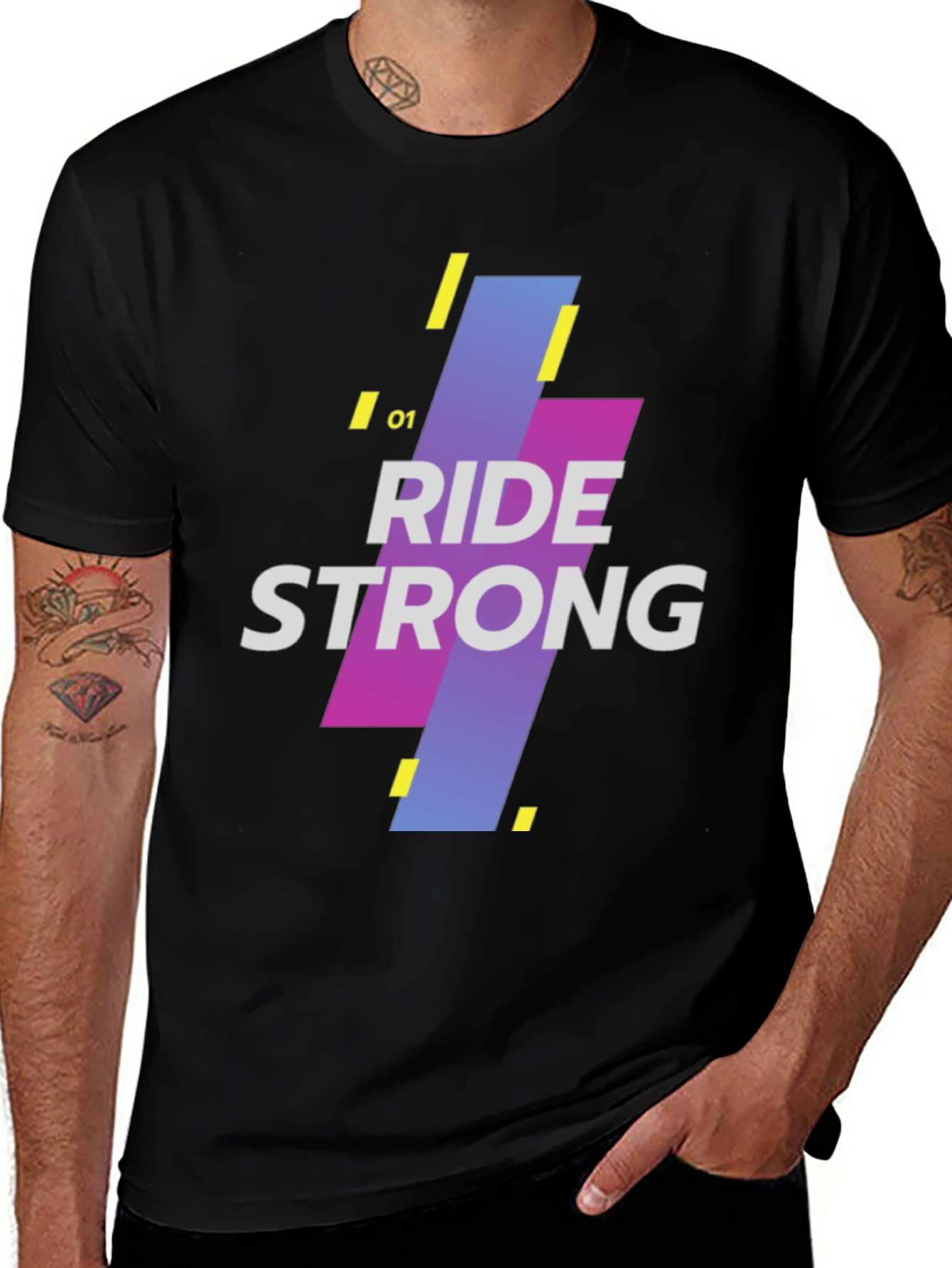 Variant 18 of Ride Strong Graphic Print Men's Black T-Shirt