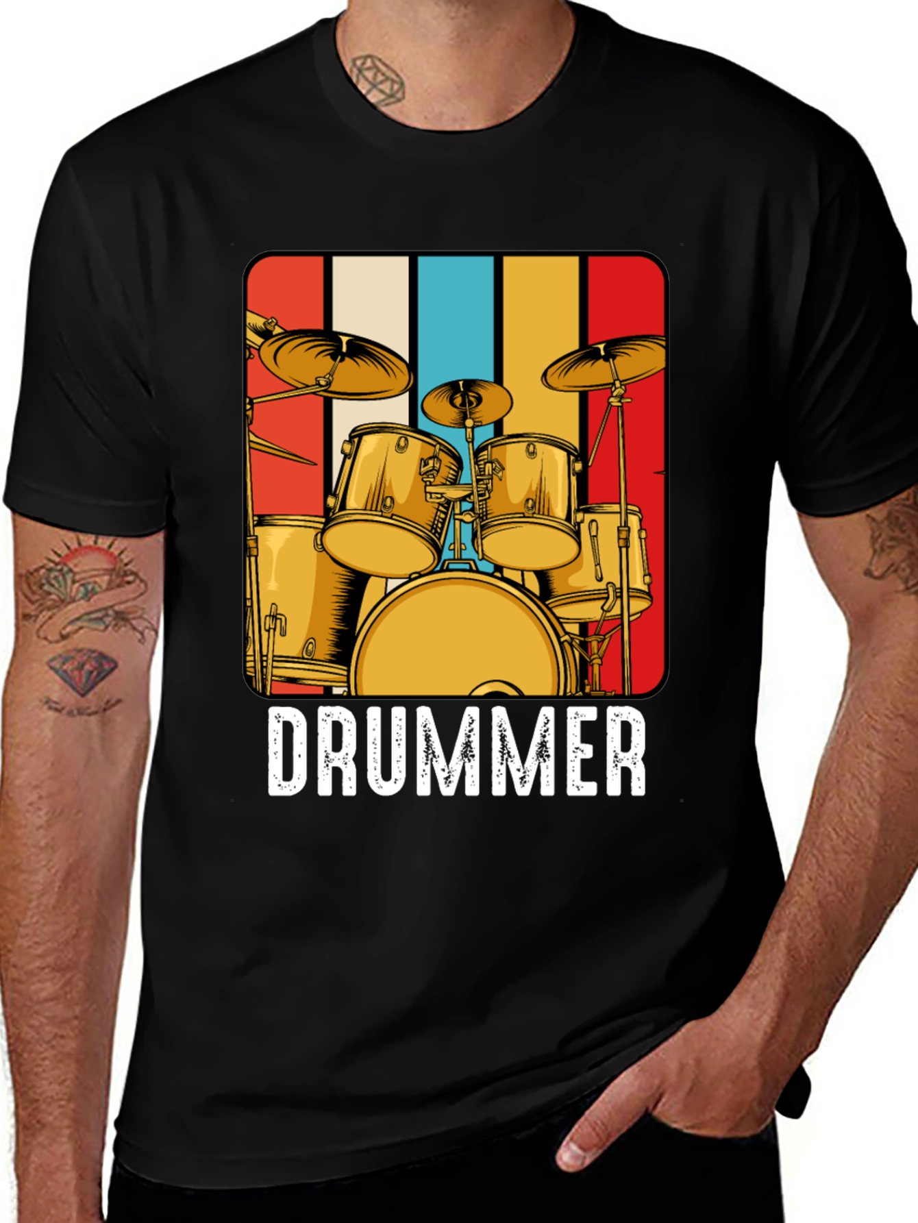 Variant 28 of Retro Drummer T-Shirt: Vintage Style Band Tee