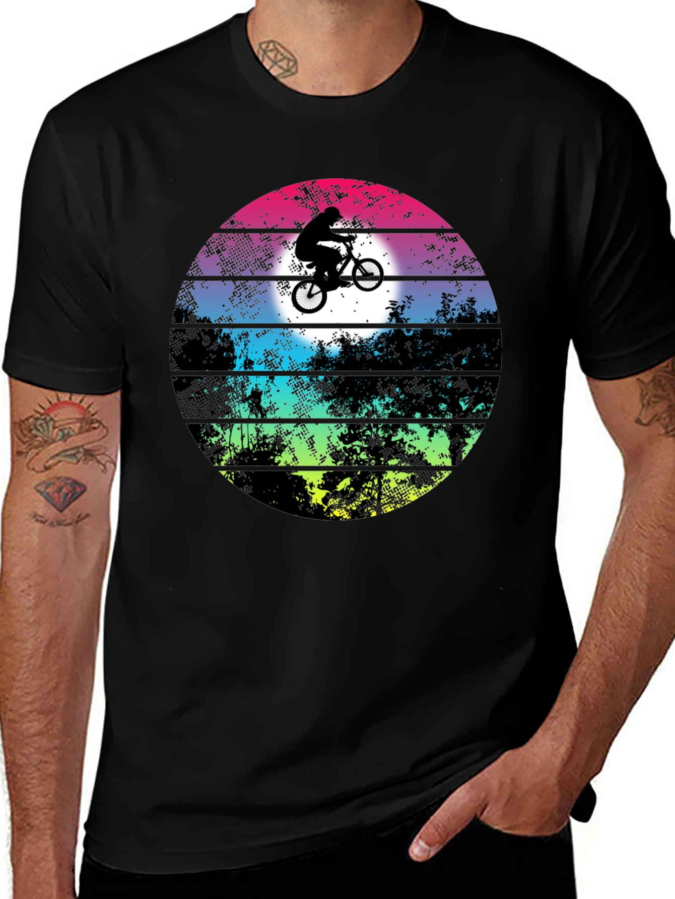 Variant 4 of Retro Sunset BMX T-Shirt - Cool Biker Tee