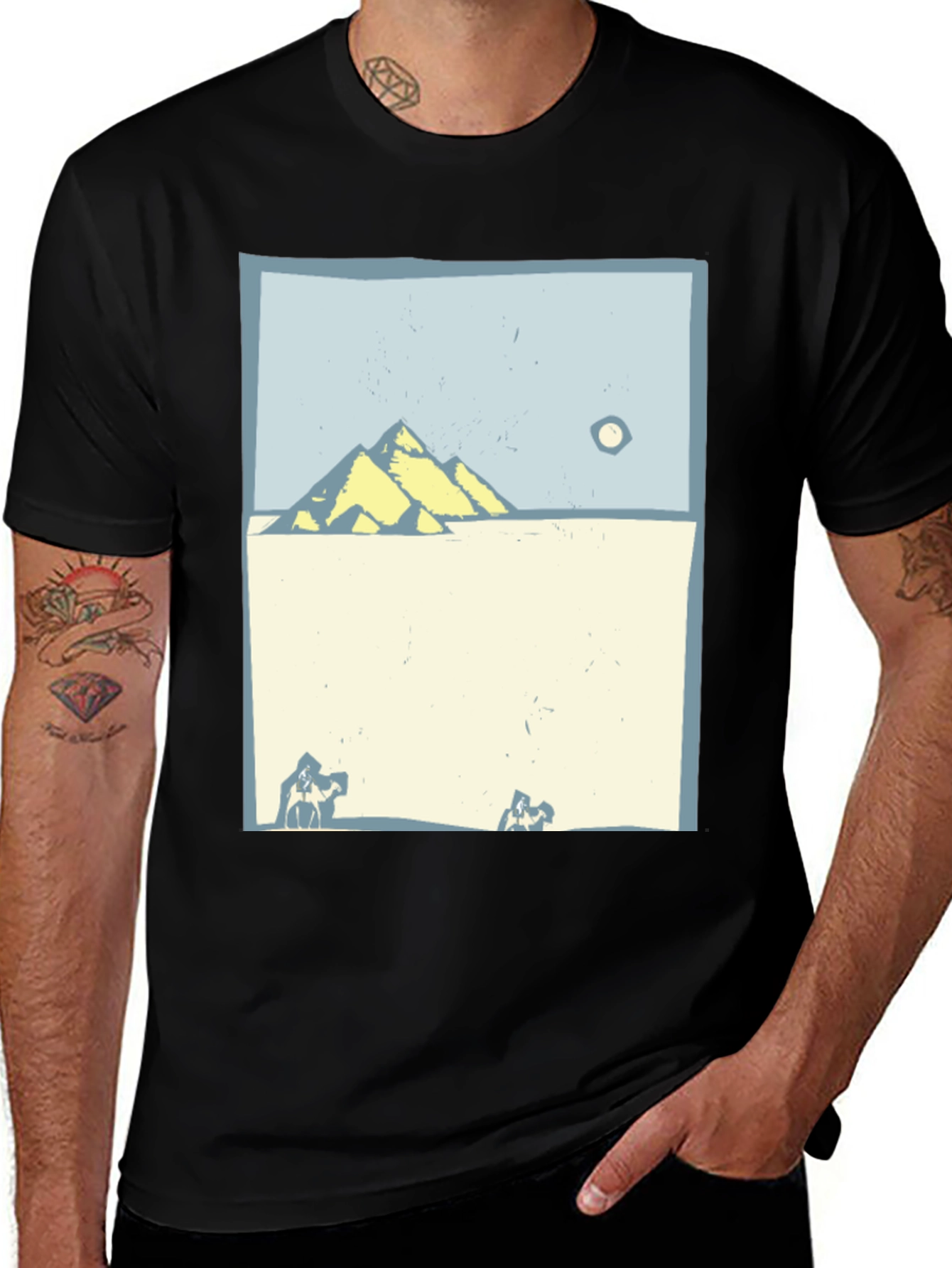 Variant 26 of Egyptian Pyramid Graphic Tee - Black Cotton T-Shirt