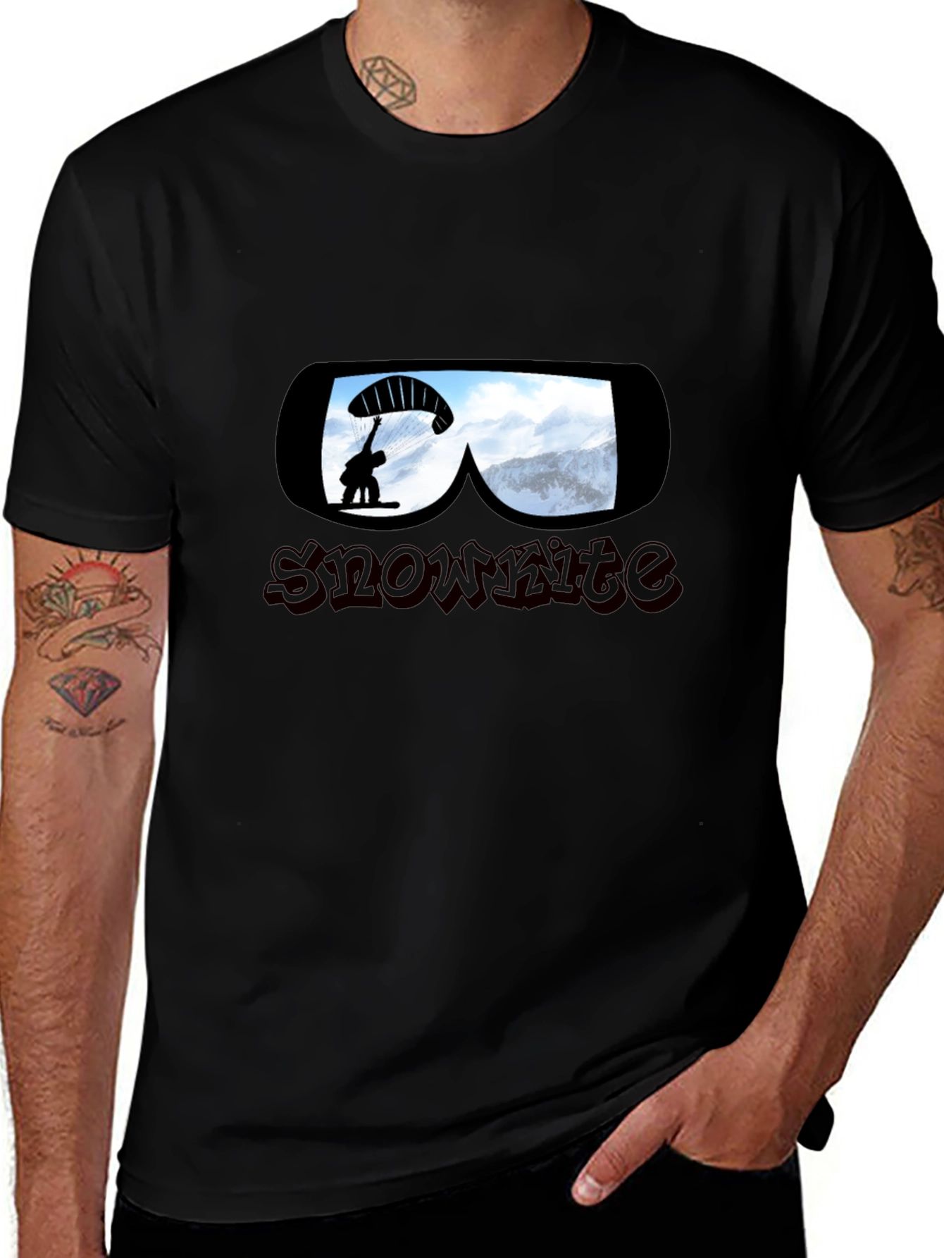 Variant 10 of Snowkite Goggles T-Shirt - Black Graphic Tee