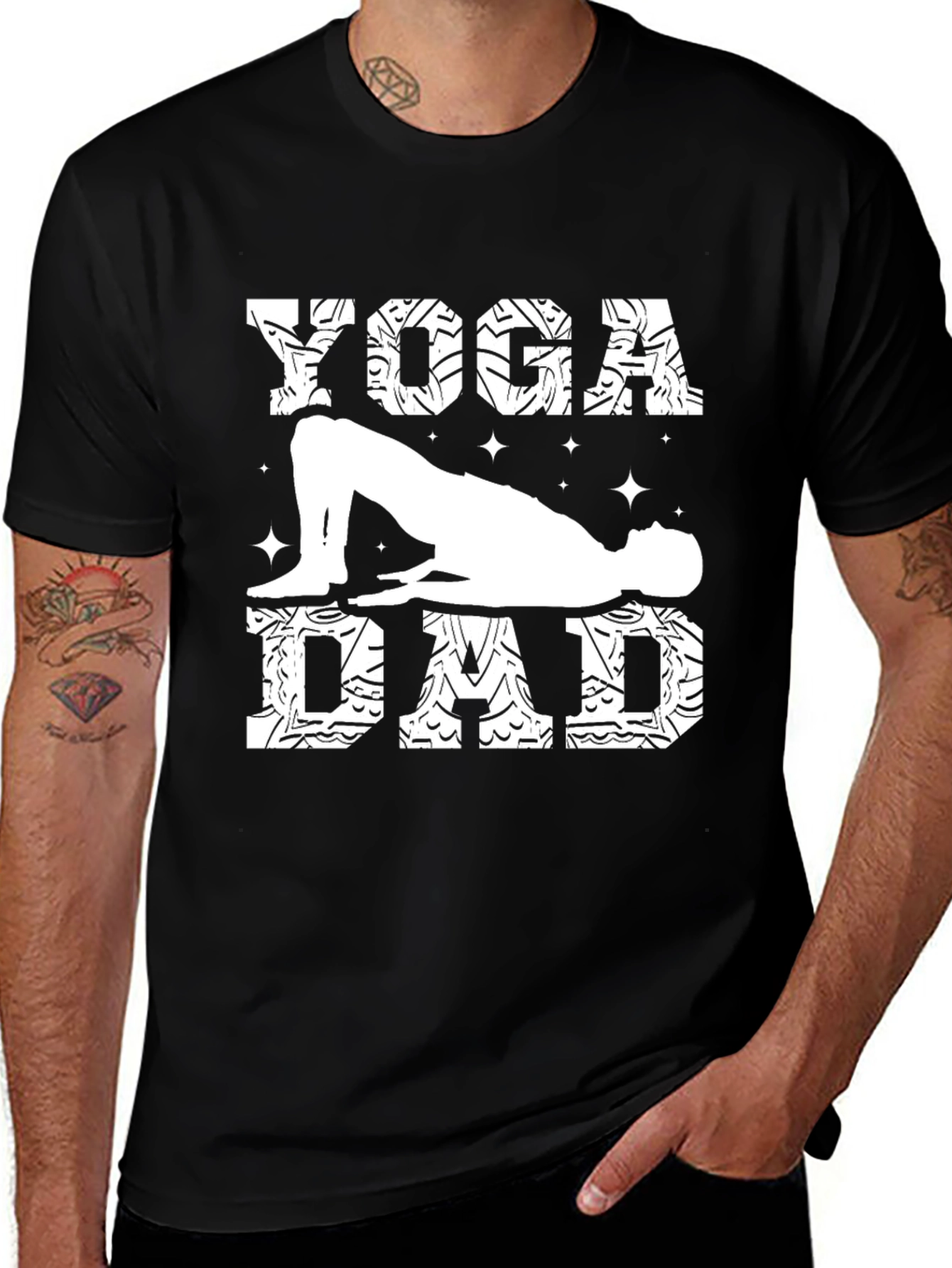 Variant 15 of Yoga Dad Graphic Tee - Black Cotton Shirt