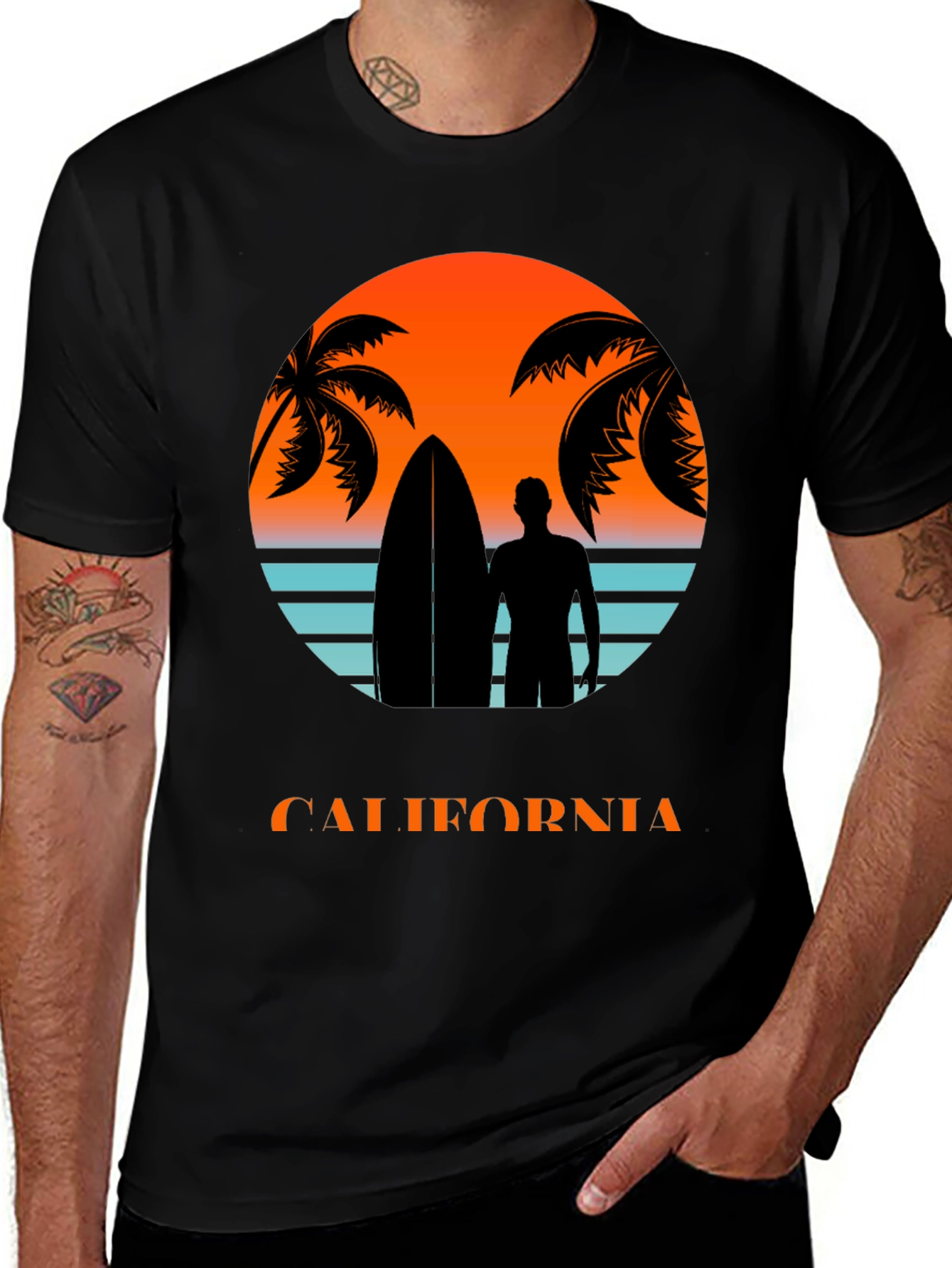 Variant 2 of California Sunset Surfer Graphic T-Shirt