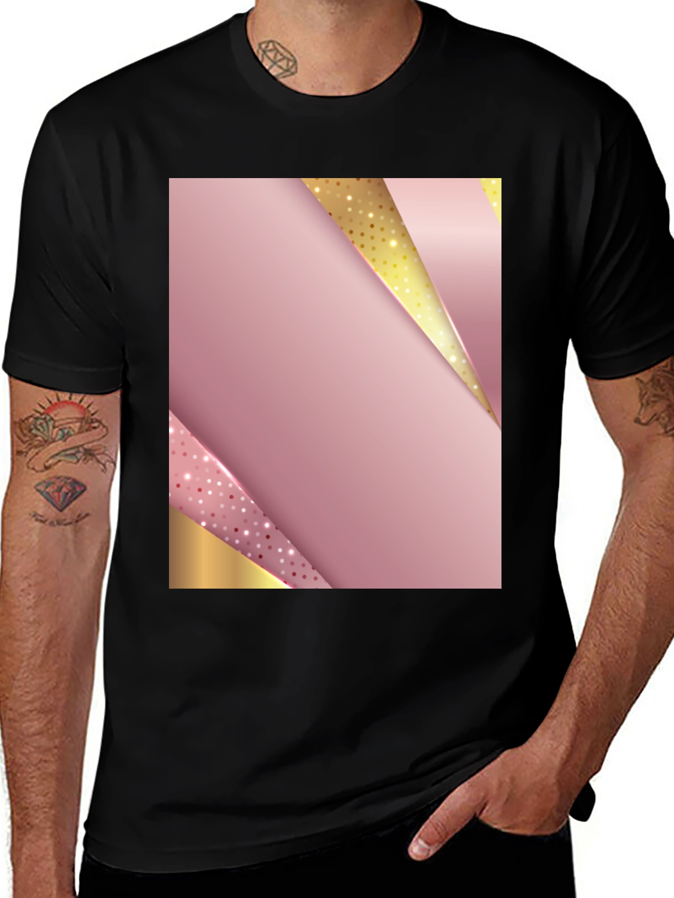 Variant 30 of Elegant Pink & Gold Geometric T-Shirt