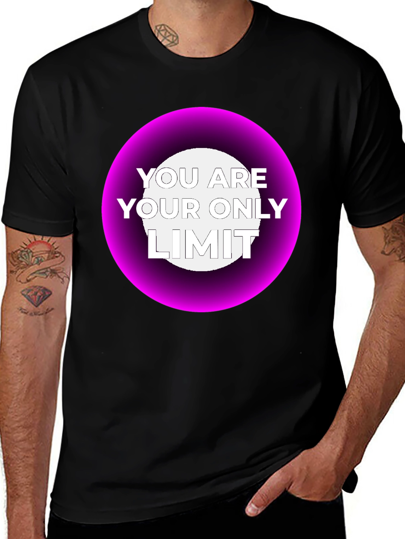Variant 21 of Motivational 'Your Only Limit' Black T-Shirt