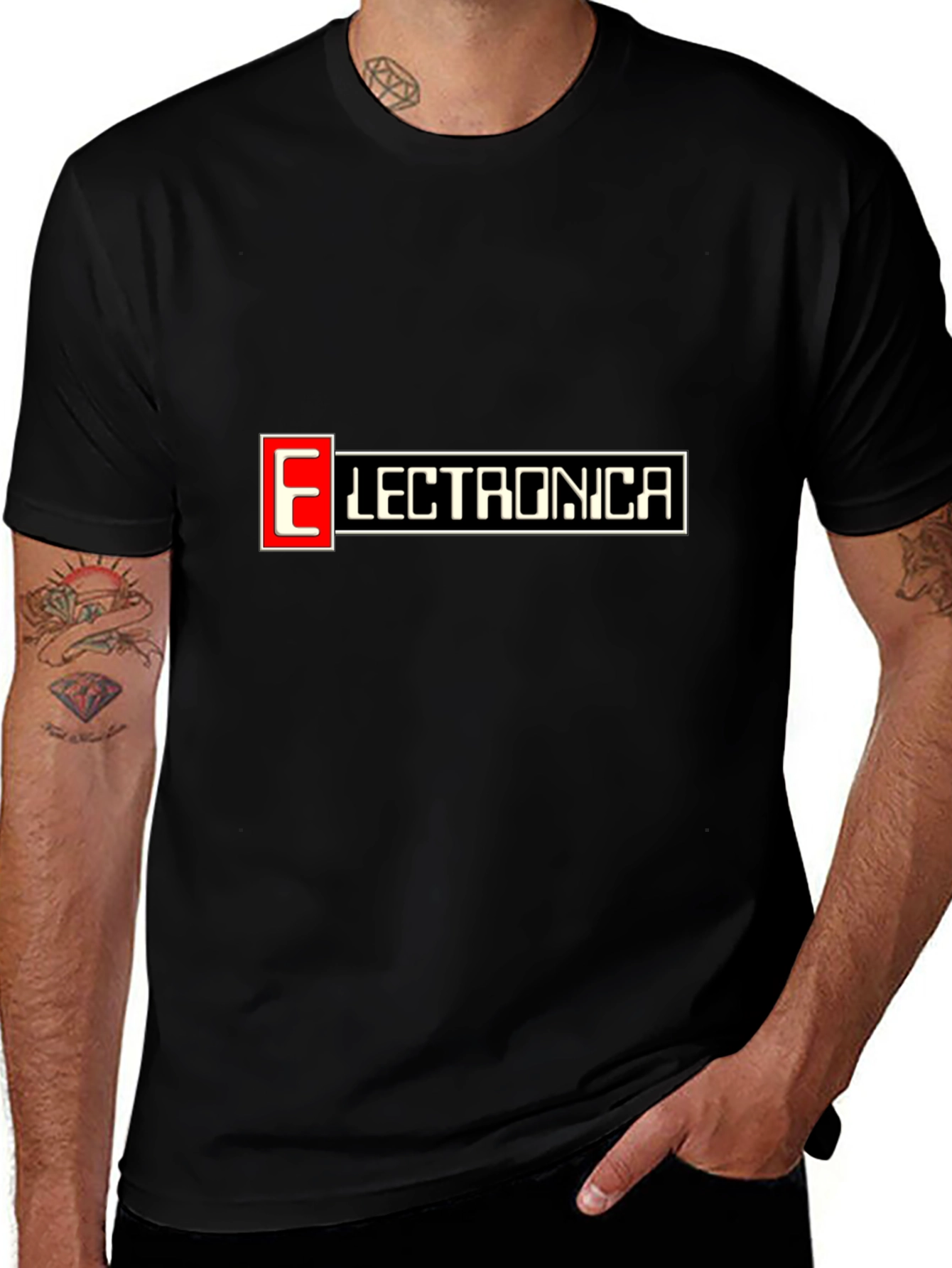 Black Electronica Black Graphic T-Shirt main image