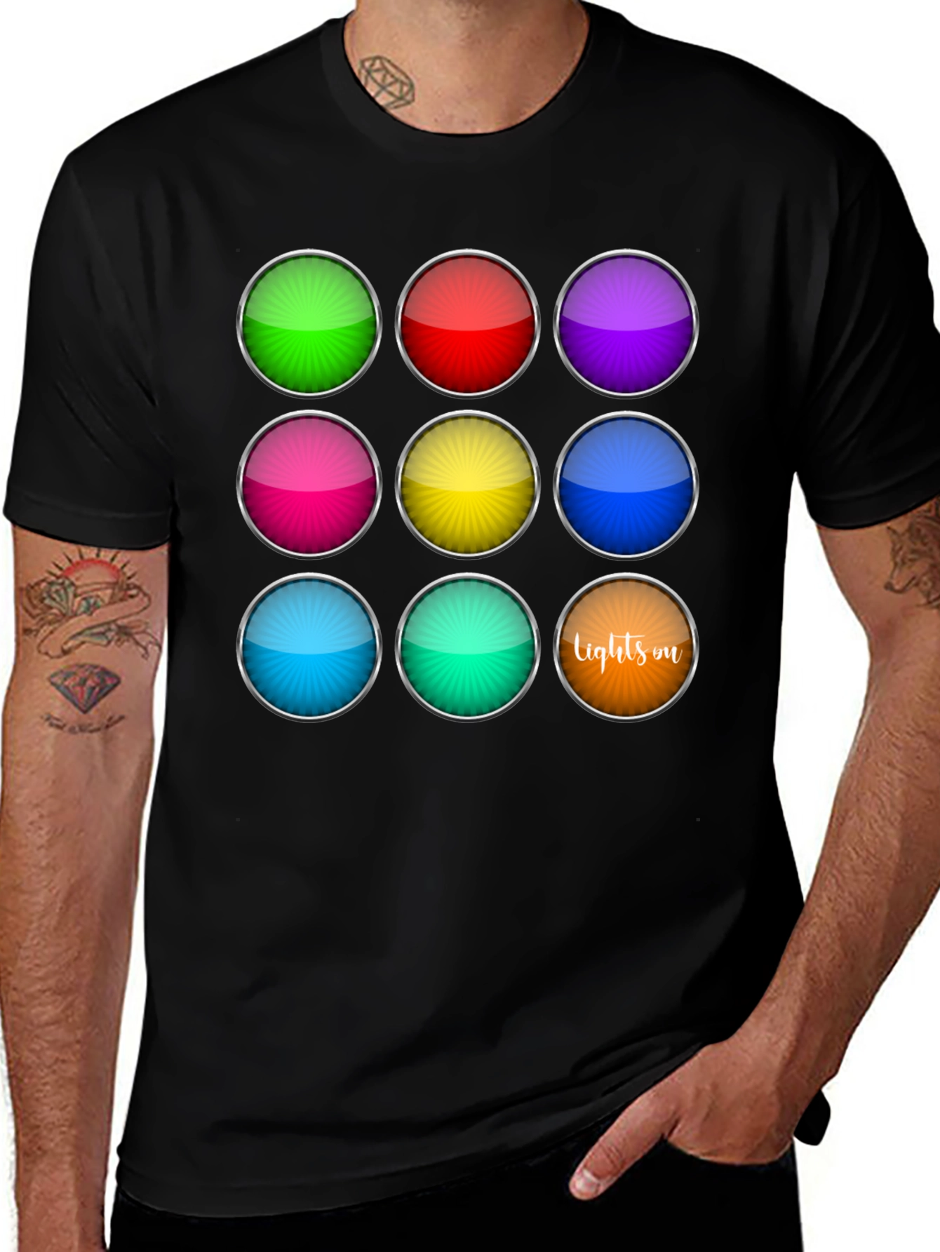 Variant 15 of Colorful Button Lights On Graphic T-Shirt