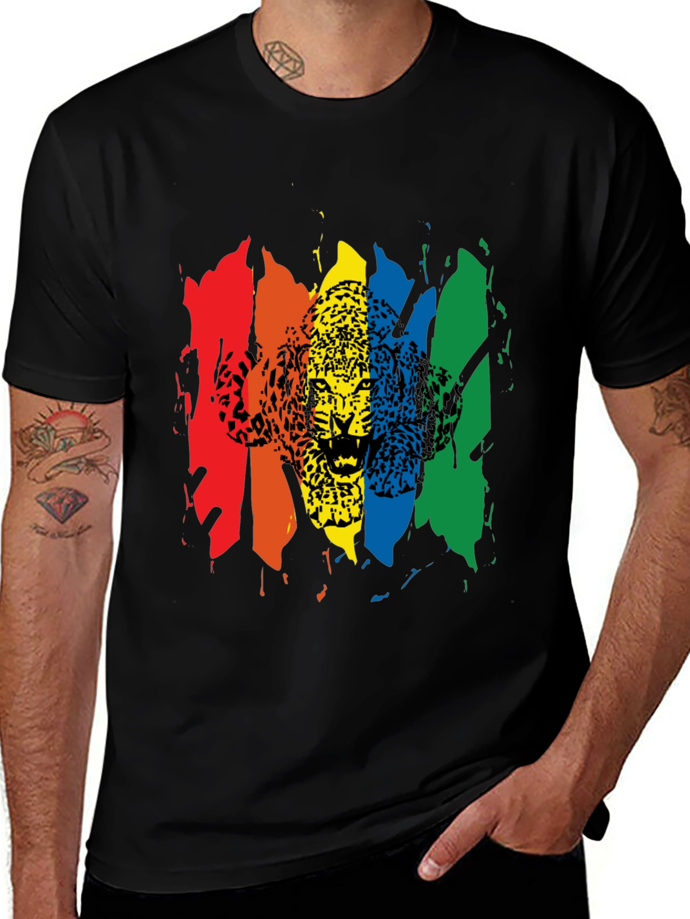 Variant 18 of Rainbow Leopard Print Graphic T-Shirt