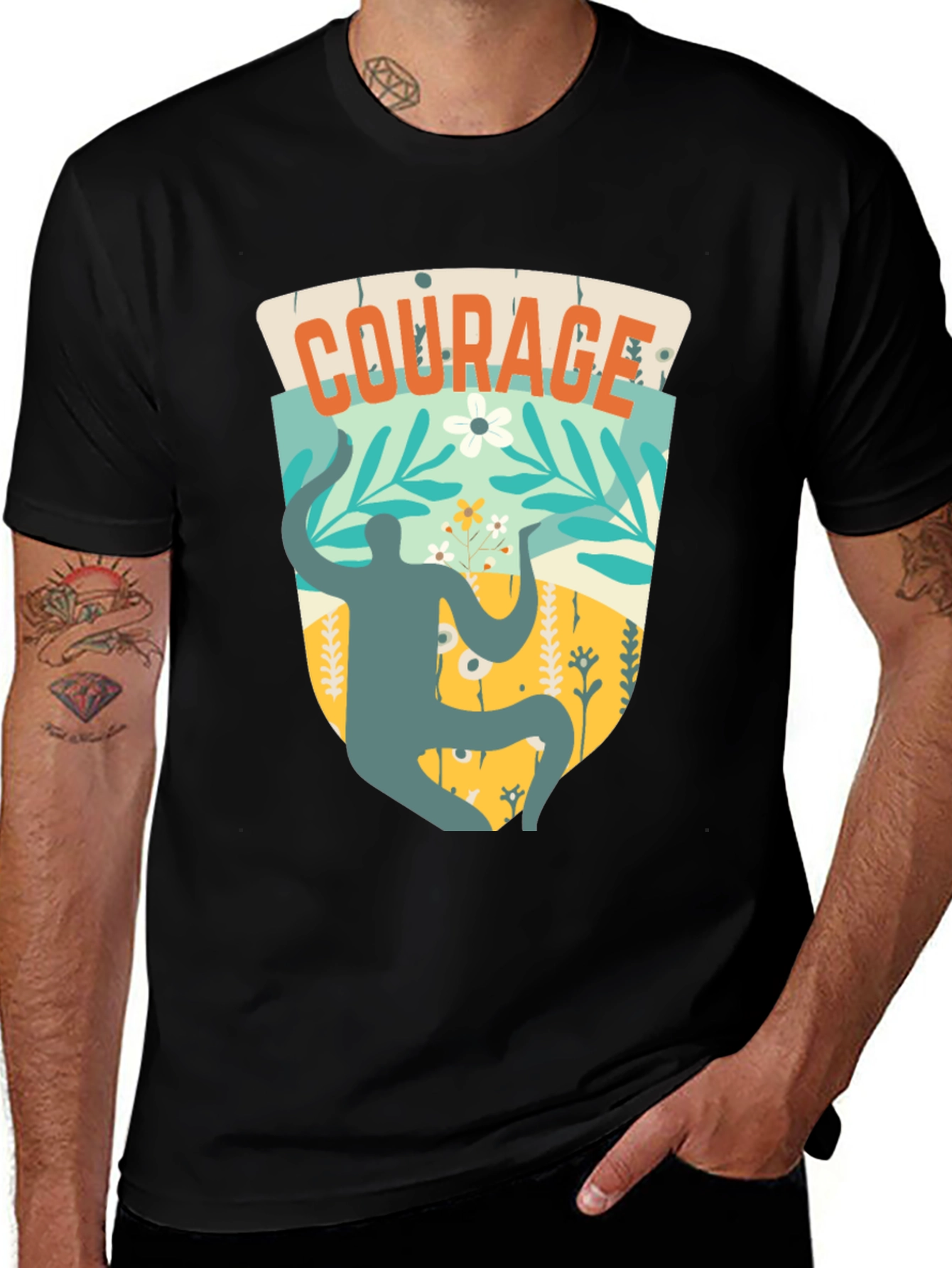 Variant 4 of Courage Graphic T-Shirt - Black Cotton Tee