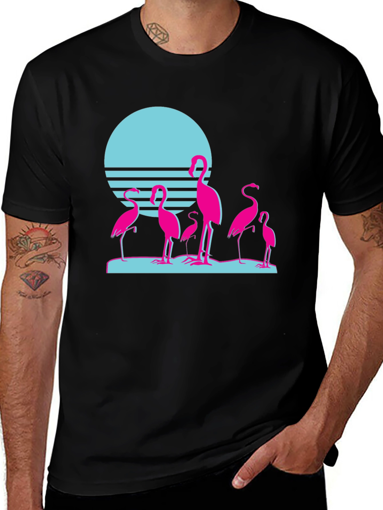 Variant 22 of Retro Flamingo Sunset Graphic Tee