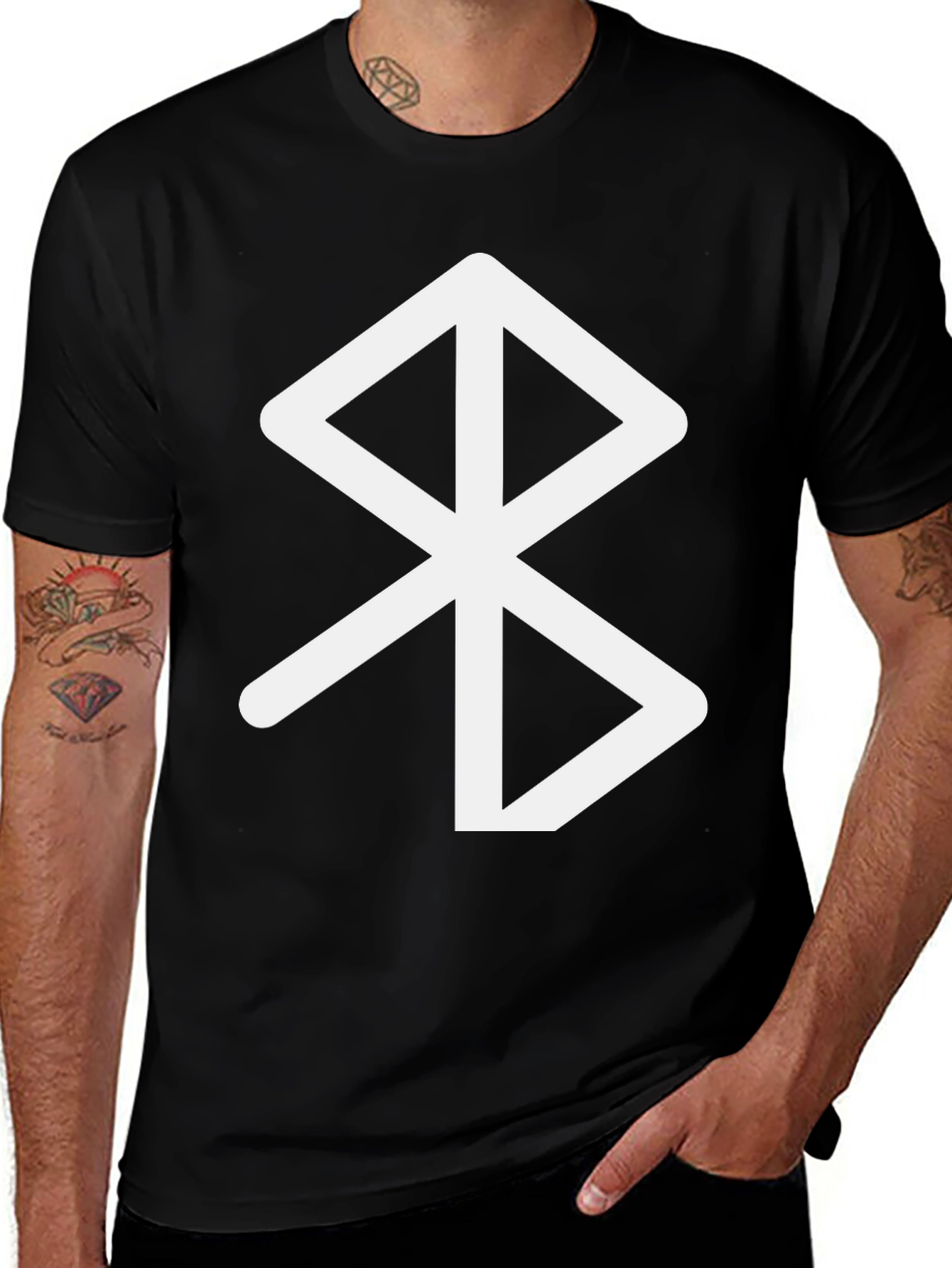 Variant 2 of Black T-Shirt with White Bluetooth Symbol