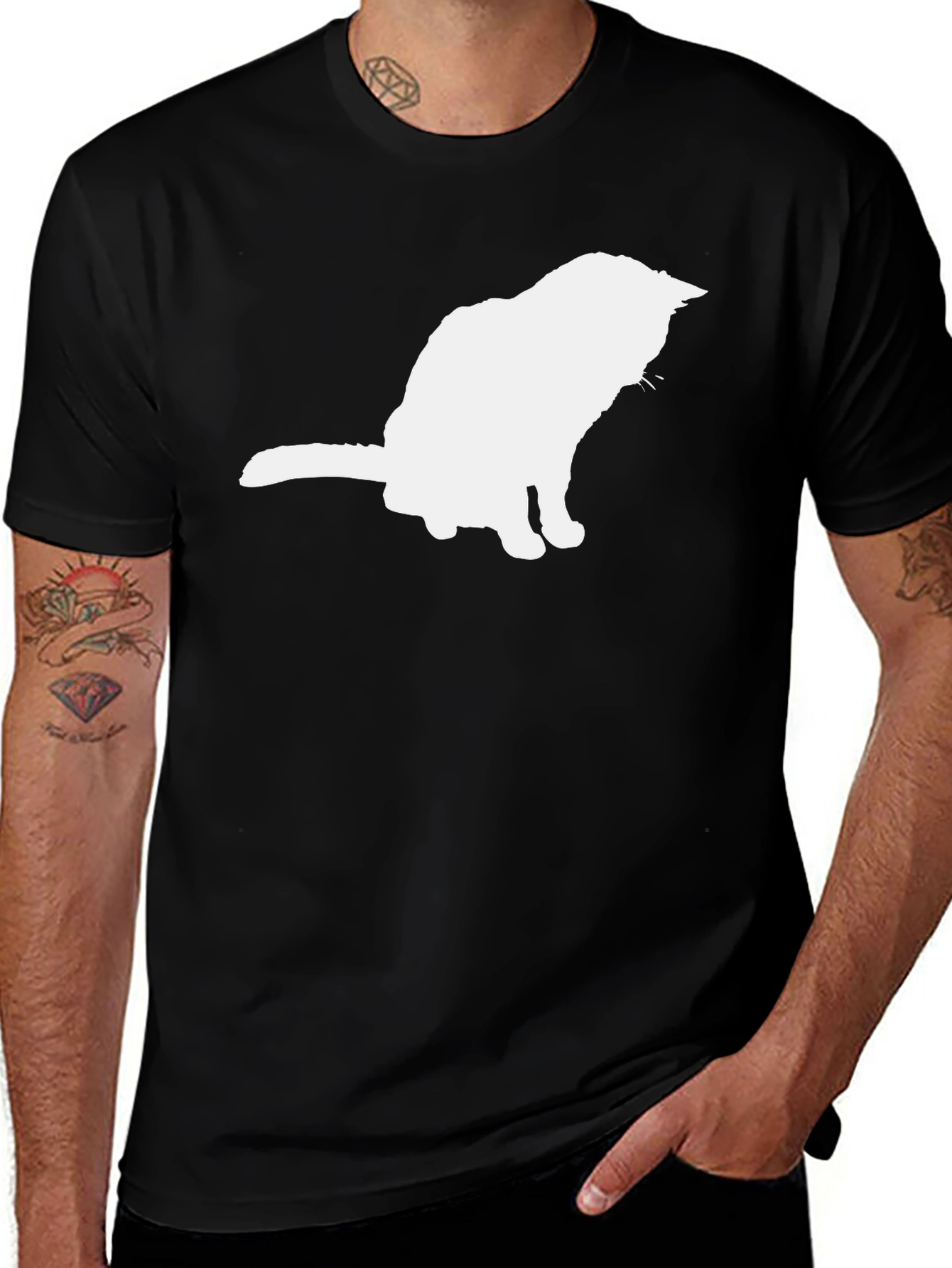 Cat Silhouette Black T-Shirt
