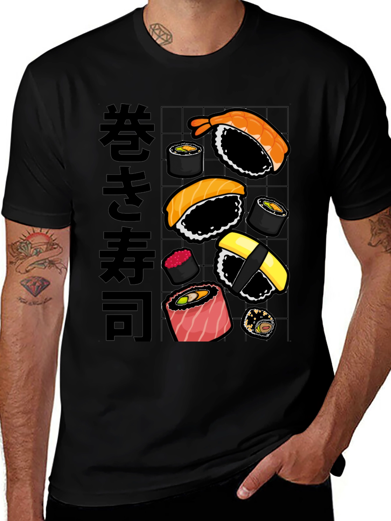 Sushi T-Shirt: Maki Rolls Graphic Tee, Japanese Food Design