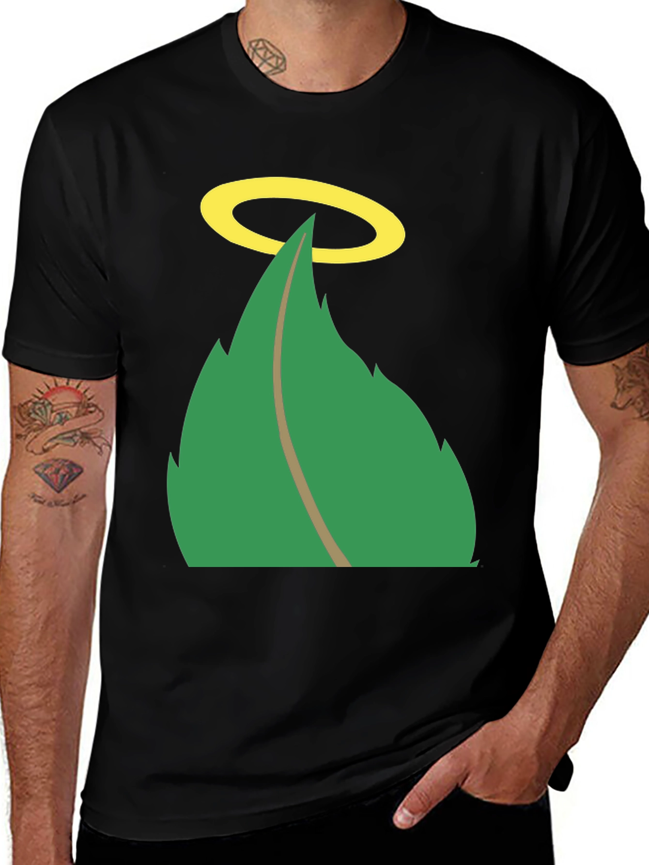 Variant 7 of Halo Leaf Graphic Tee - Mens Black T-Shirt
