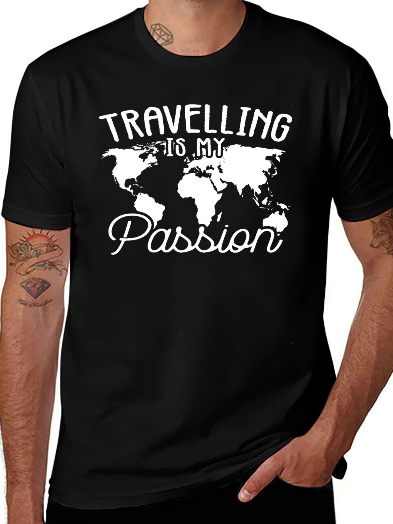 Variant 12 of Travel Is My Passion T-Shirt - World Map Design