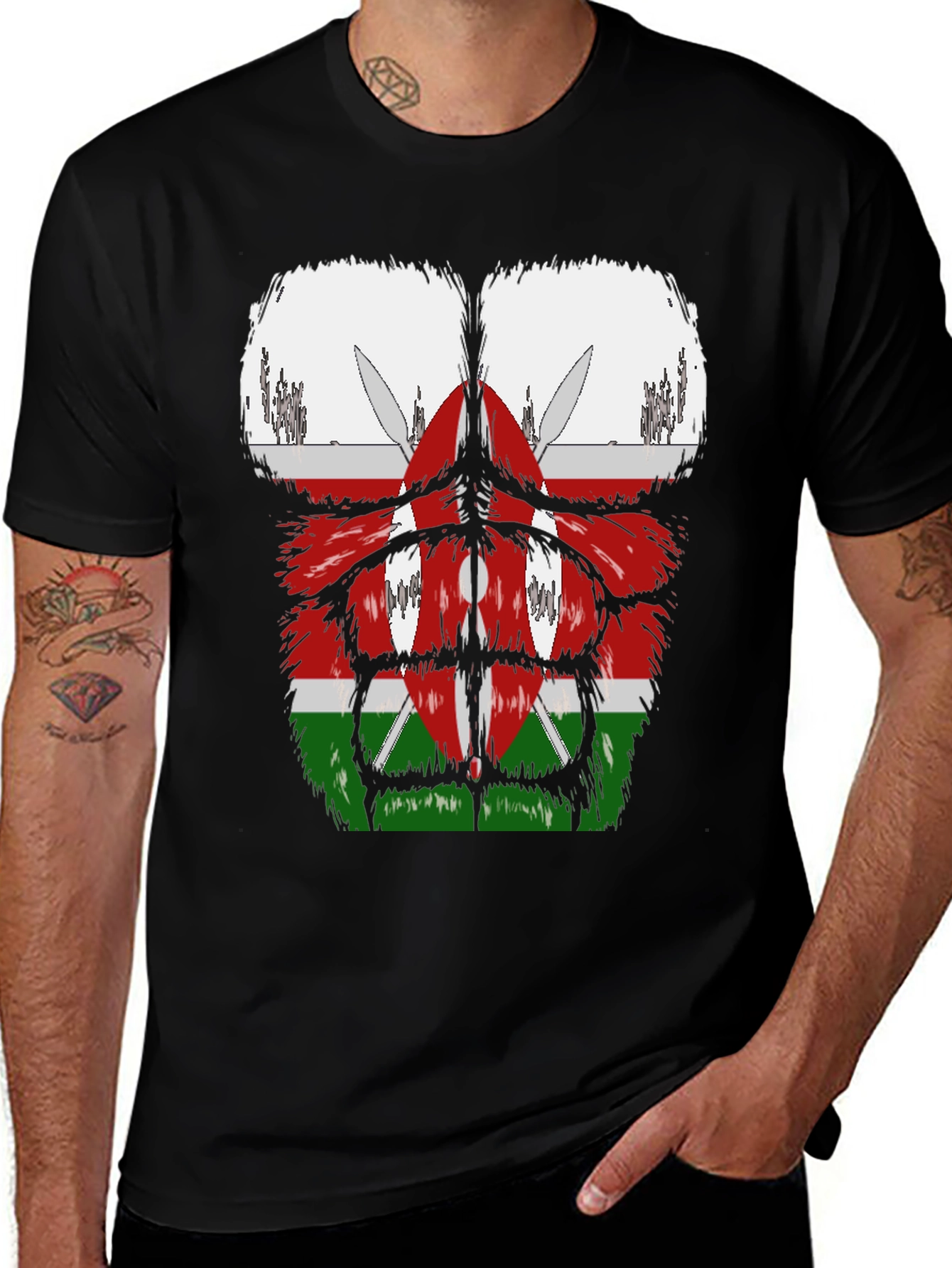 Kenya Flag Chest T-Shirt - Patriotic Pride