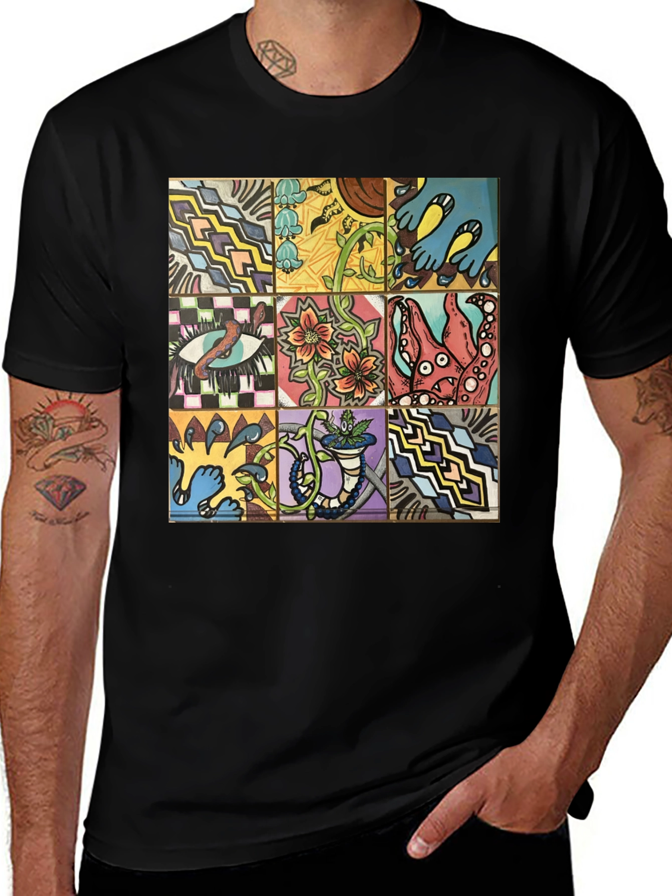 Variant 10 of Unique Graphic Tee - Artistic Tile Pattern
