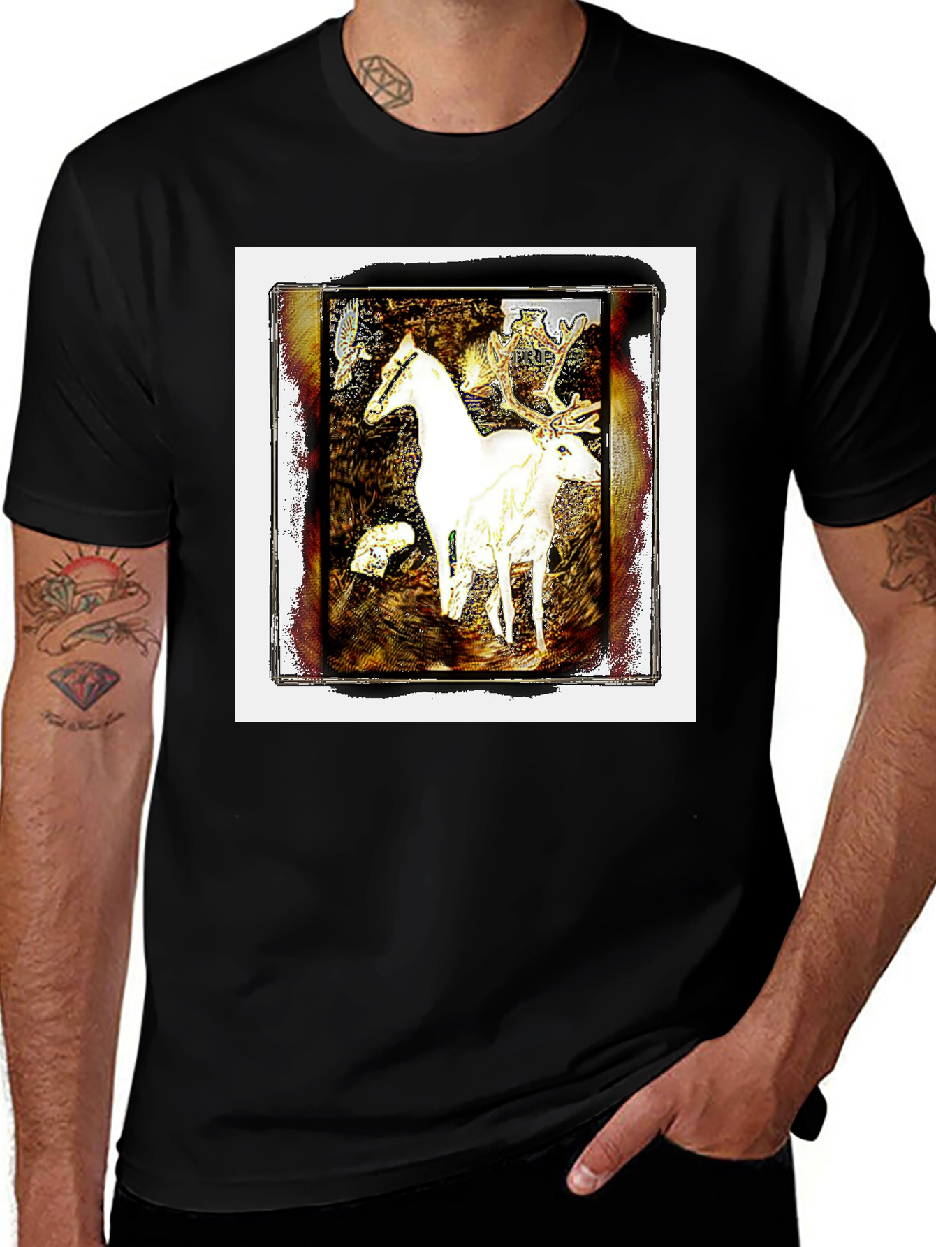 Variant 12 of Fantasy Horse & Deer Graphic Tee - Unisex
