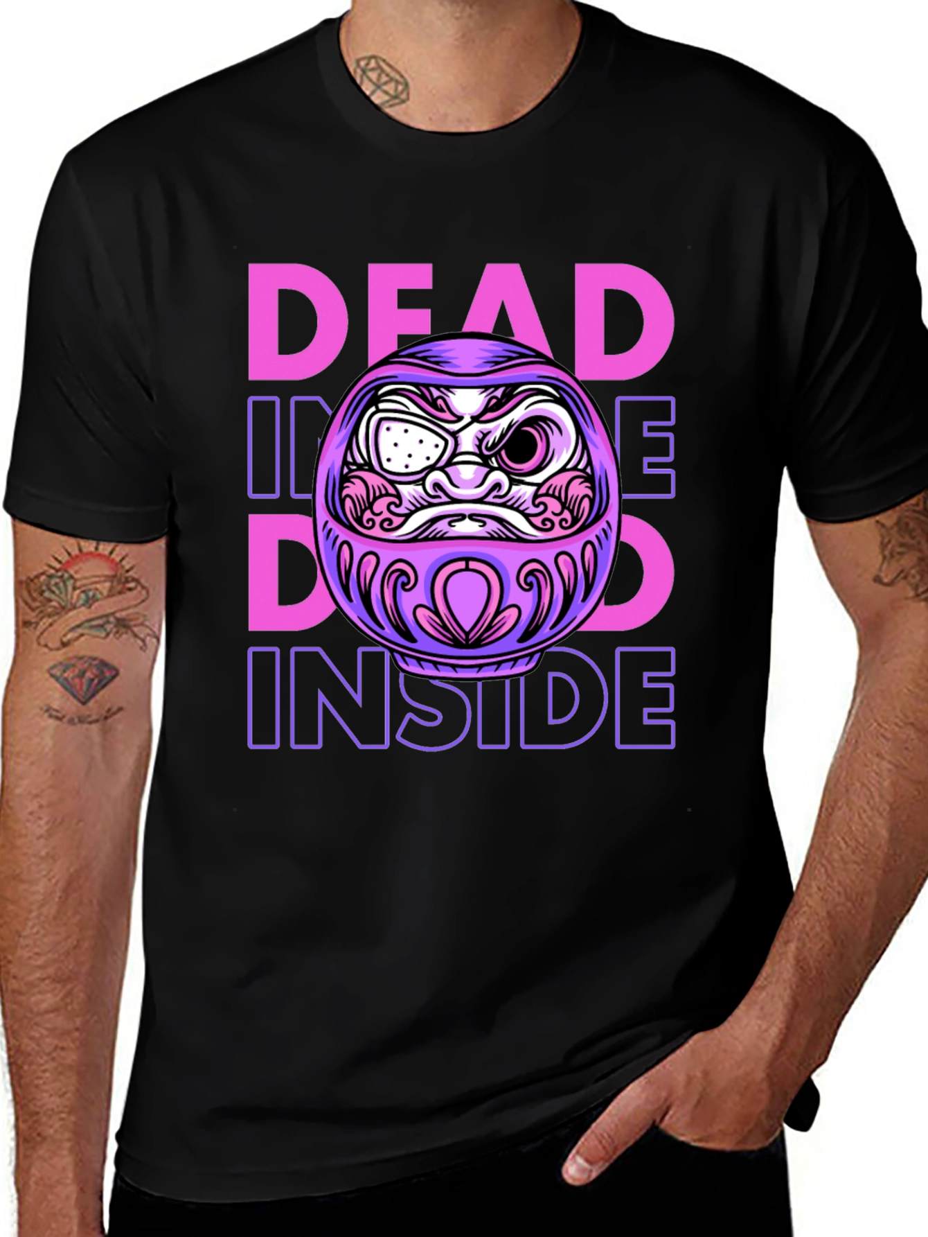 Variant 26 of Dead Inside Graphic Tee - Edgy Daruma Doll T-Shirt