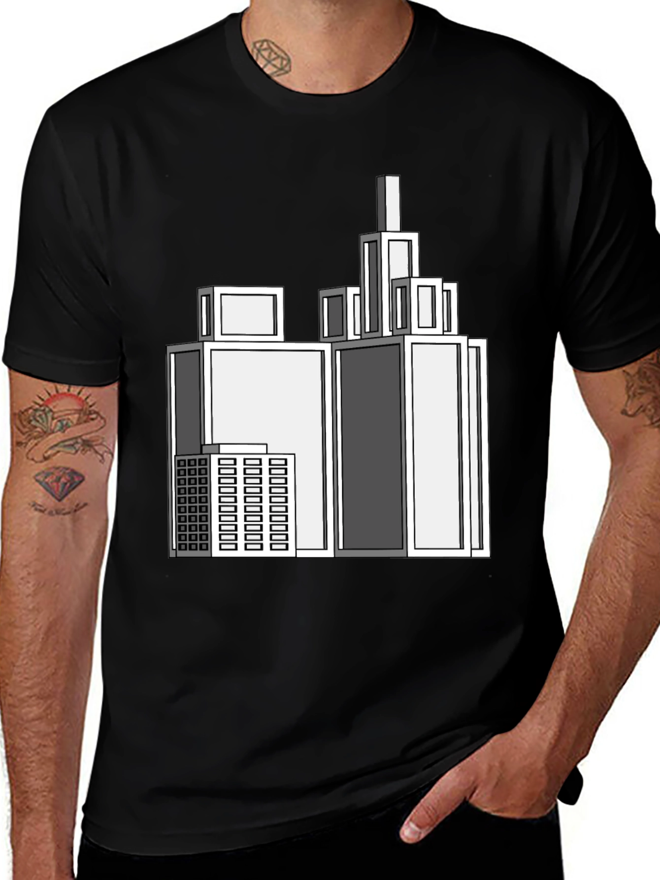 Variant 20 of Modernist Building Graphic Tee - Black