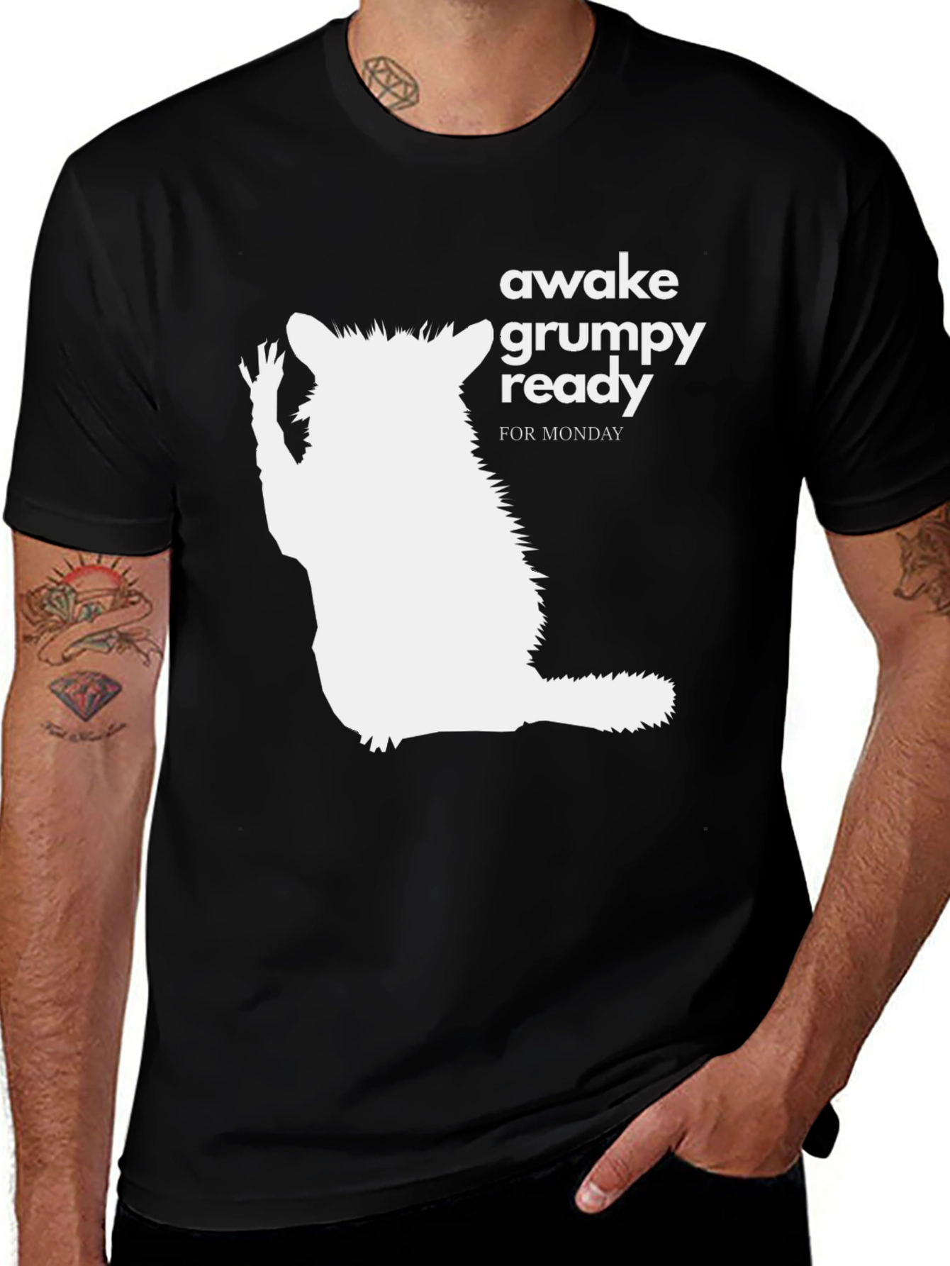 Variant 5 of Awake Grumpy Ready for Monday Black T-Shirt