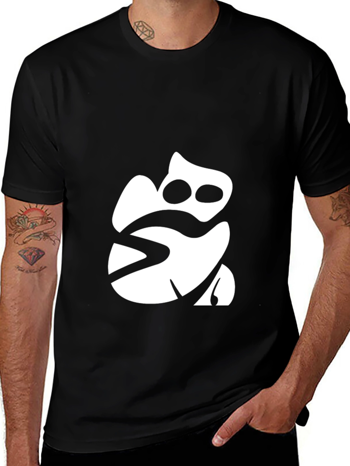 Variant 7 of Modern Frog Graphic Tee - Black Cotton T-Shirt