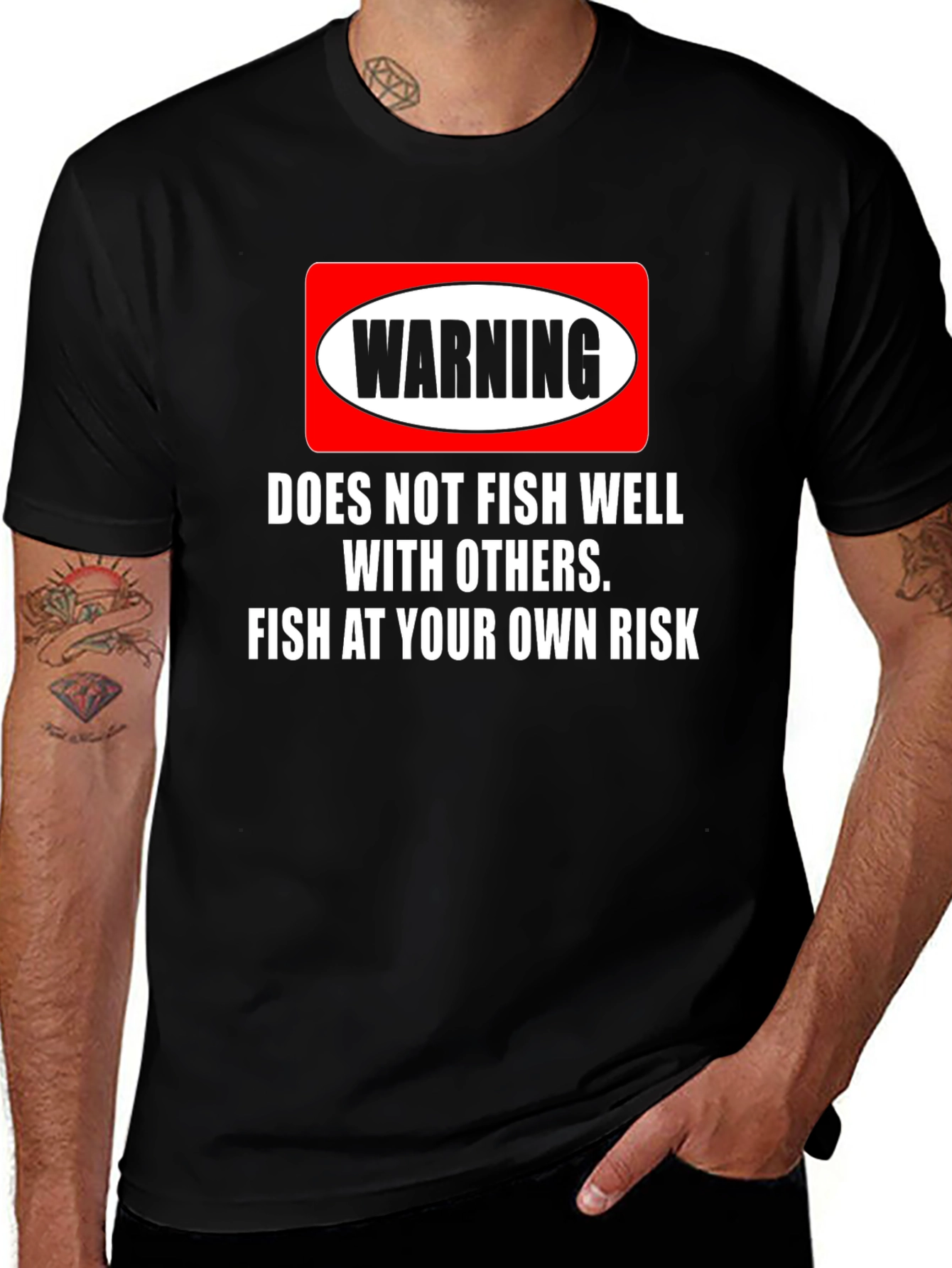Variant 23 of Warning: Does Not Fish Well With Others T-Shirt