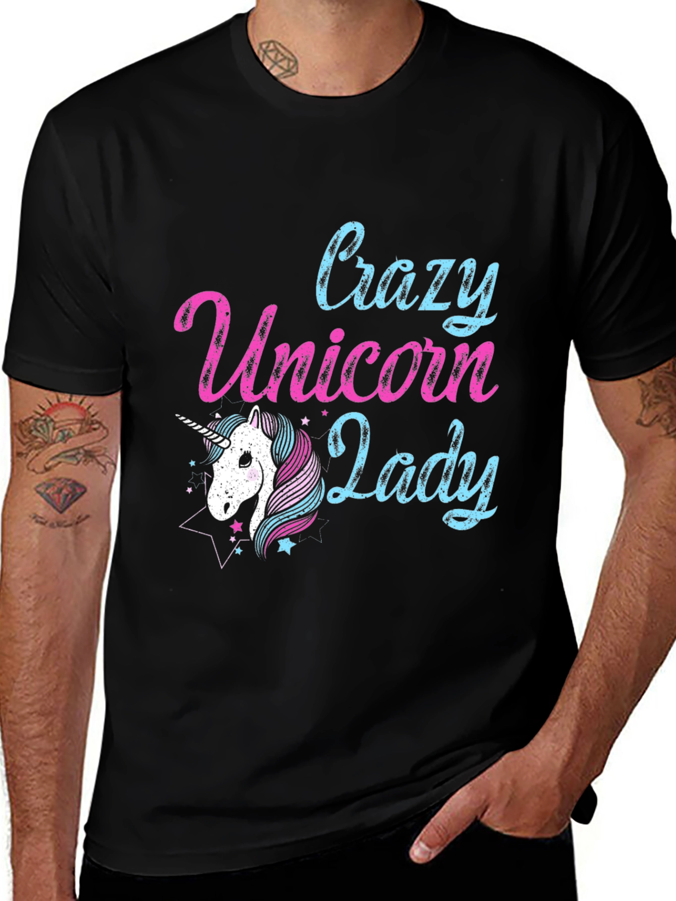 Variant 16 of Crazy Unicorn Lady T-Shirt - Black