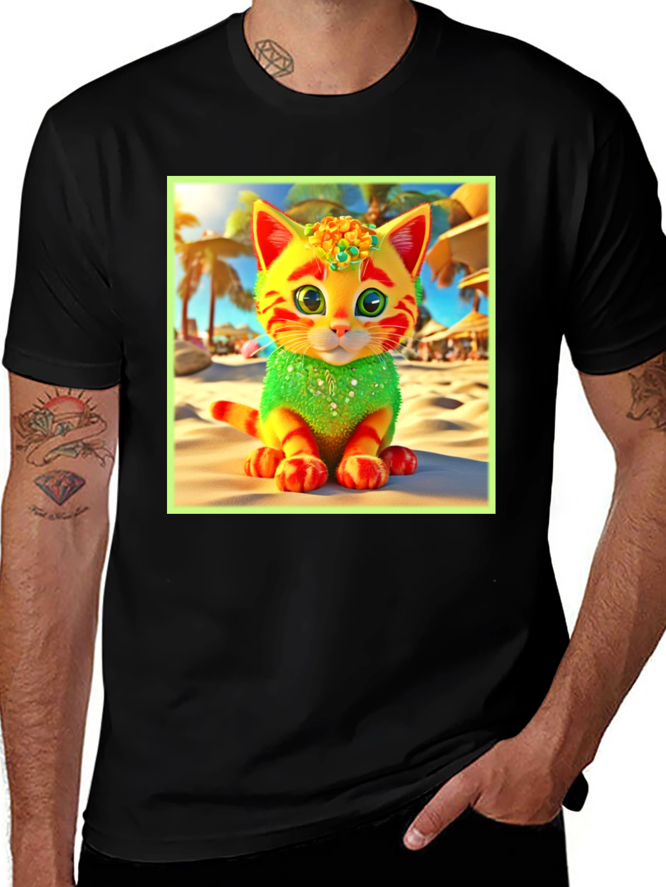Variant 11 of Beach Kitty Graphic T-Shirt